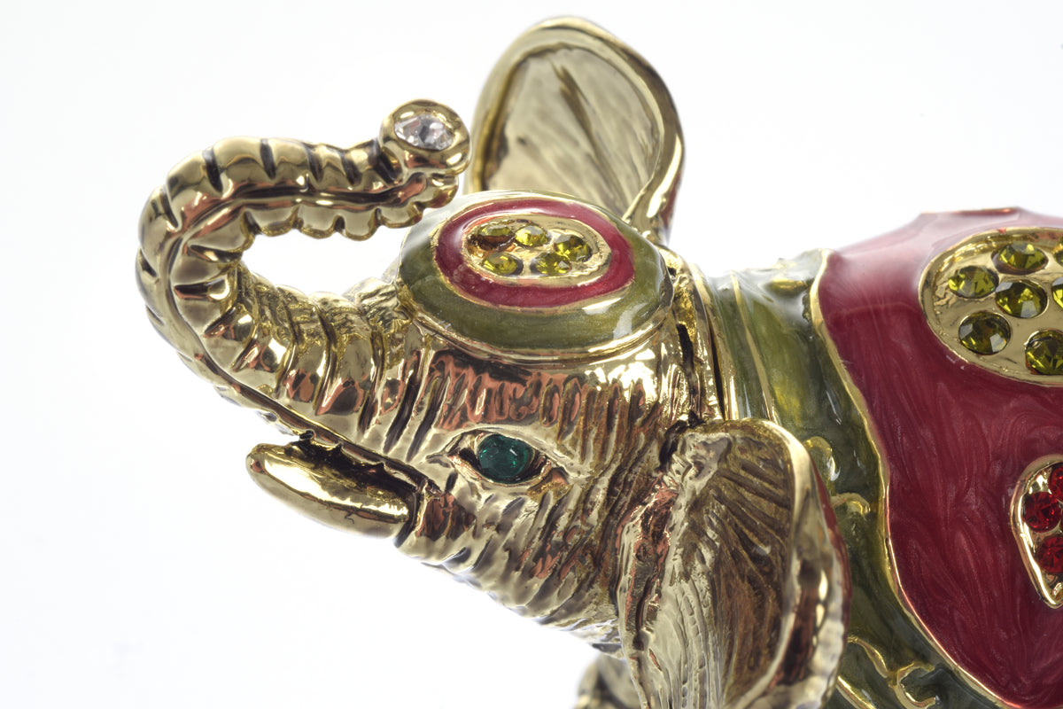 Keren Kopal Gold Elephant Trinket Box Decorated with Swarovski Crystals