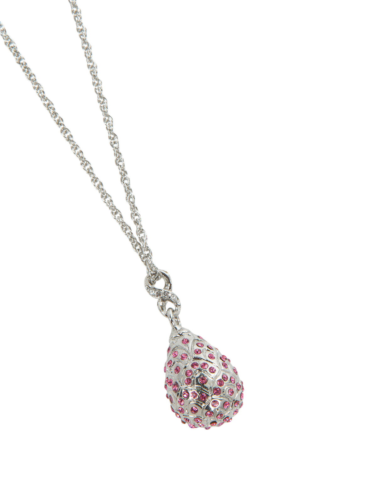 Keren Kopal Silver Egg with Pink Crystals Pendant Necklace