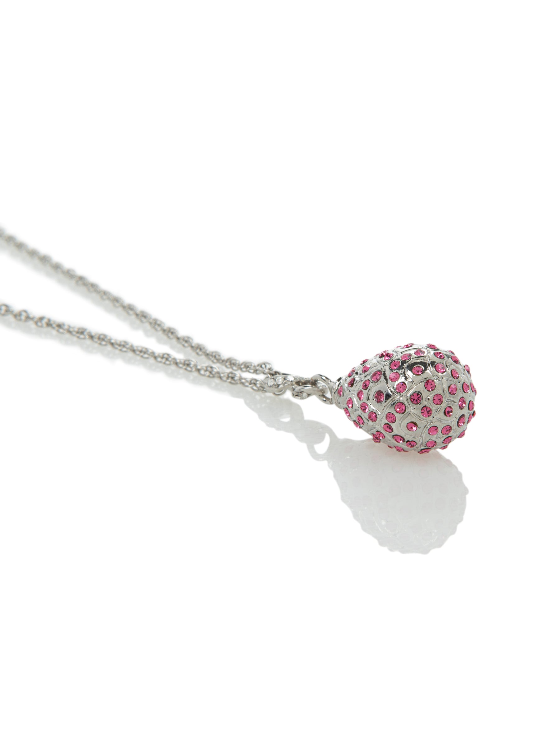 Keren Kopal Silver Egg with Pink Crystals Pendant Necklace