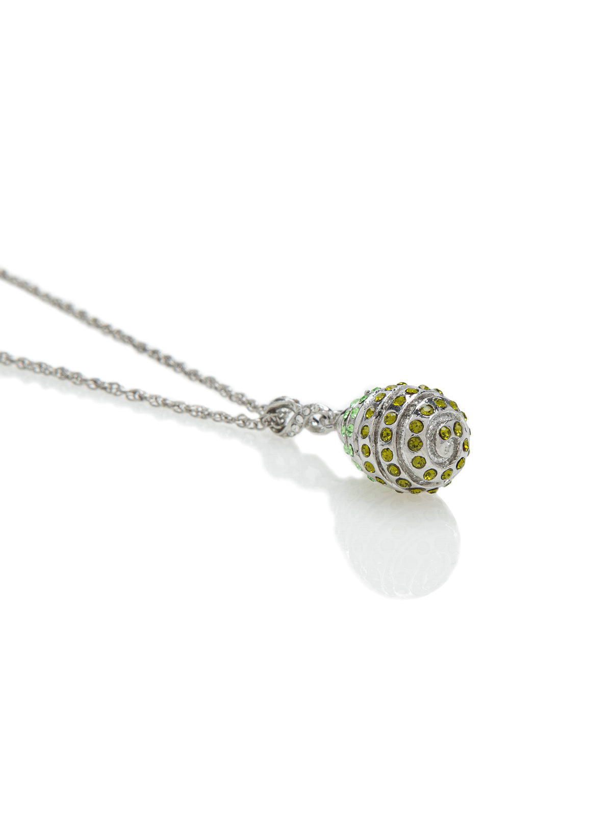 Keren Kopal Silver Egg with Green Crystals Pendant Necklace