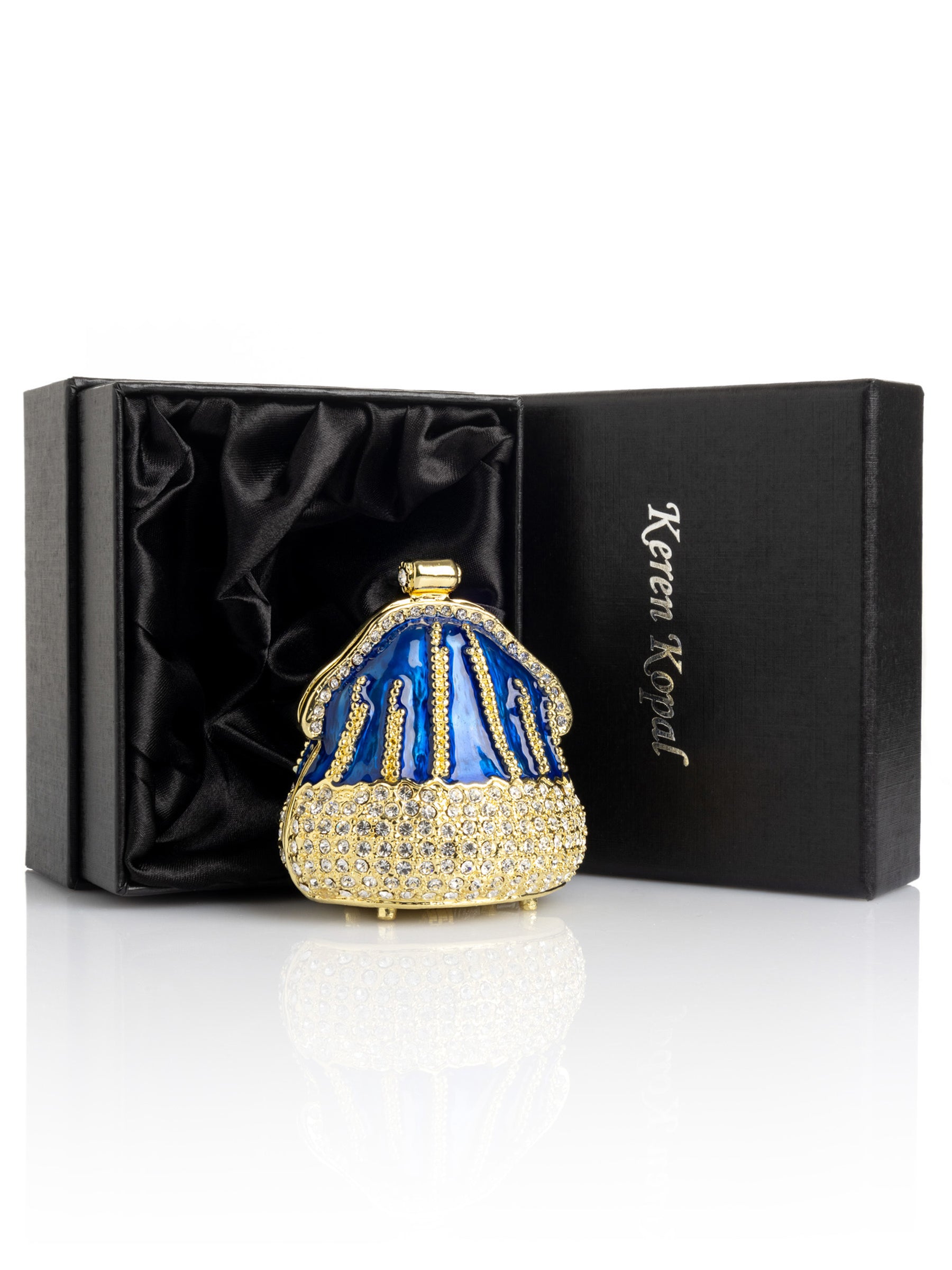 Keren Kopal Golden Blue Purse Trinket Box