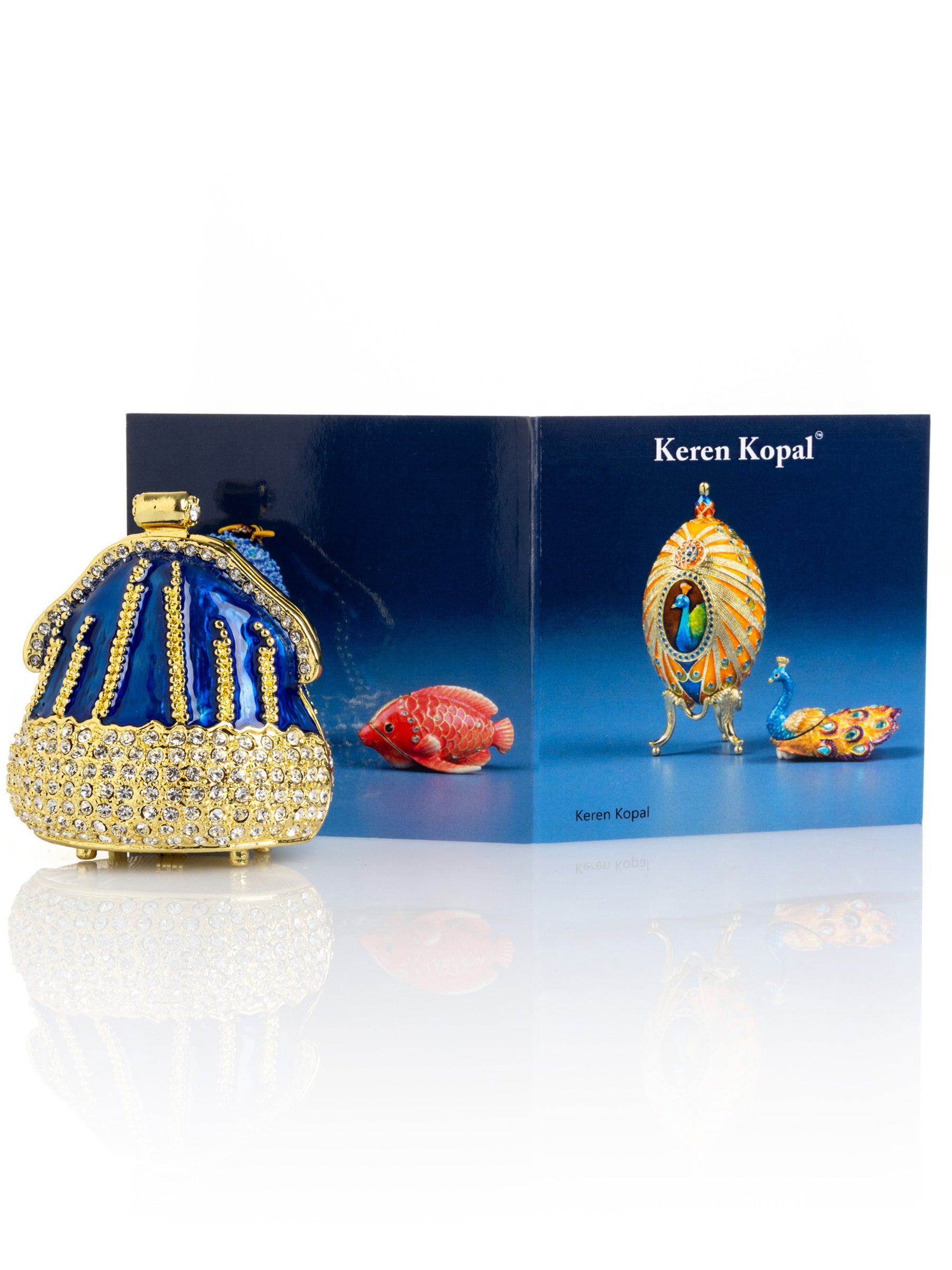 Keren Kopal Golden Blue Purse Trinket Box