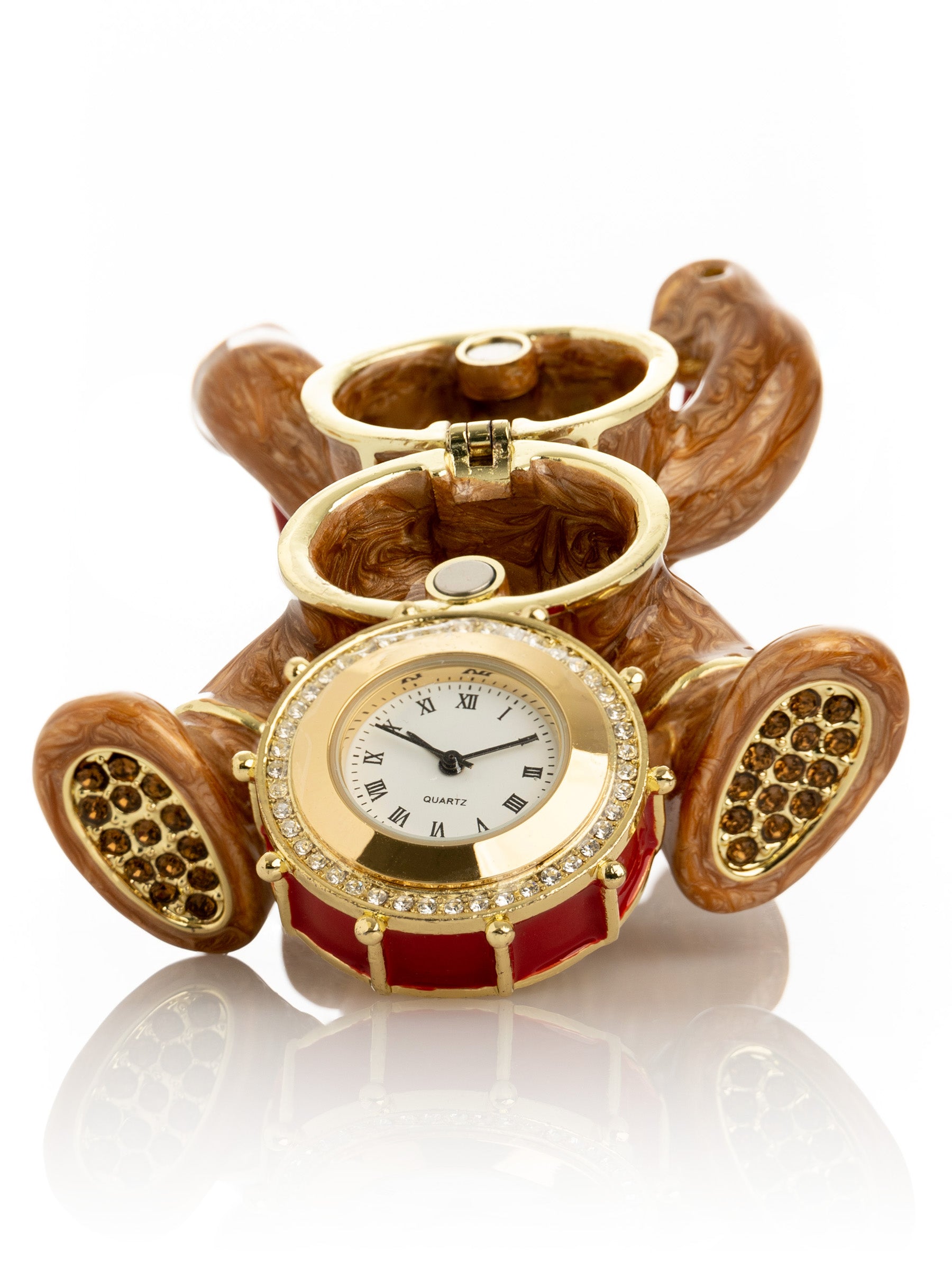 Keren Kopal Brown Bear with Clock in a Drum