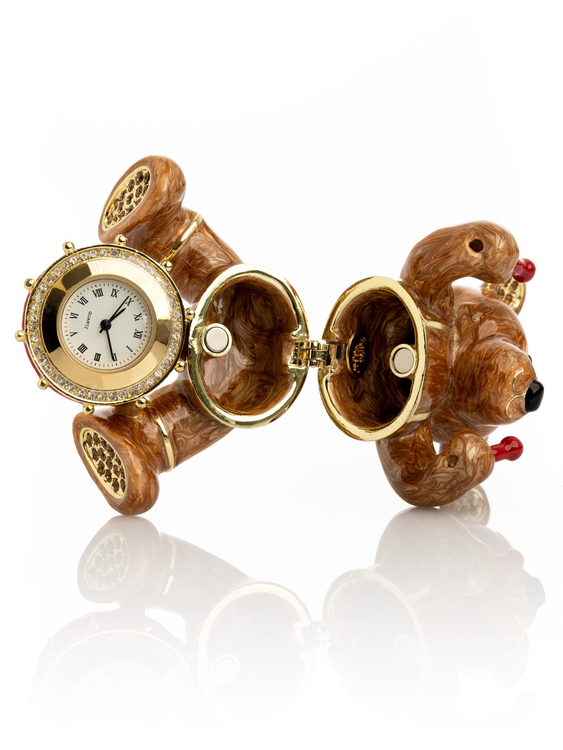 Keren Kopal Brown Bear with Clock in a Drum