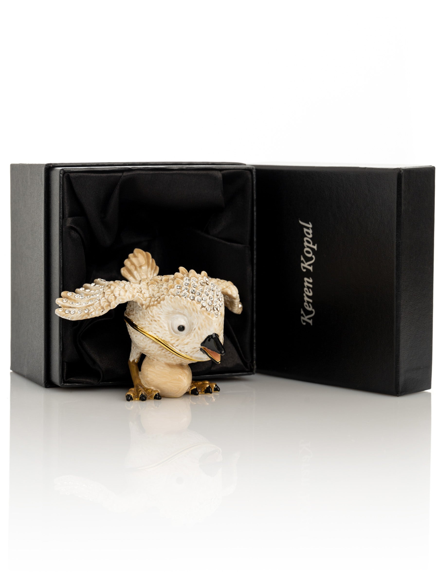 Keren Kopal Beige Bird with Egg Trinket Box