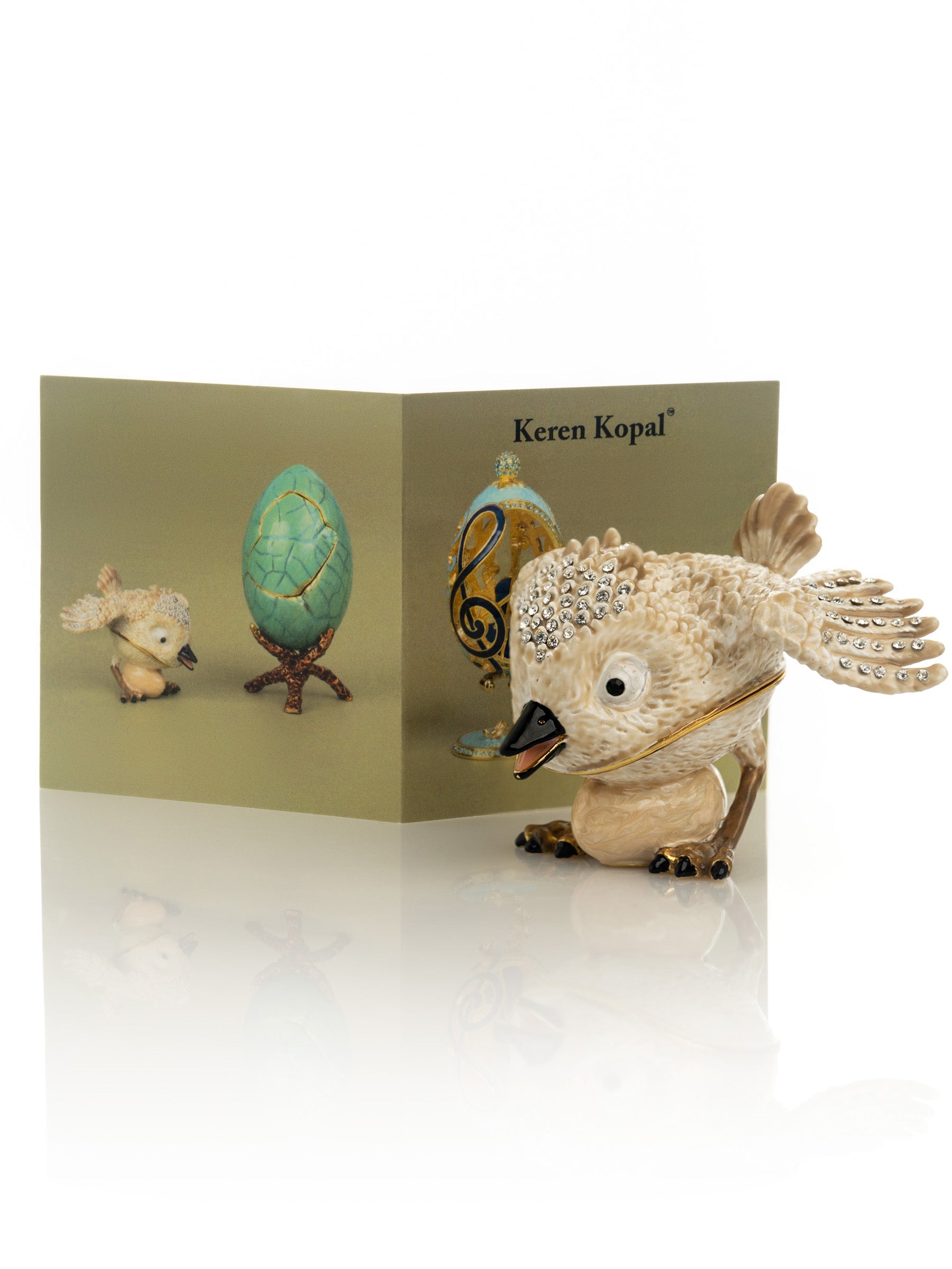 Keren Kopal Beige Bird with Egg Trinket Box
