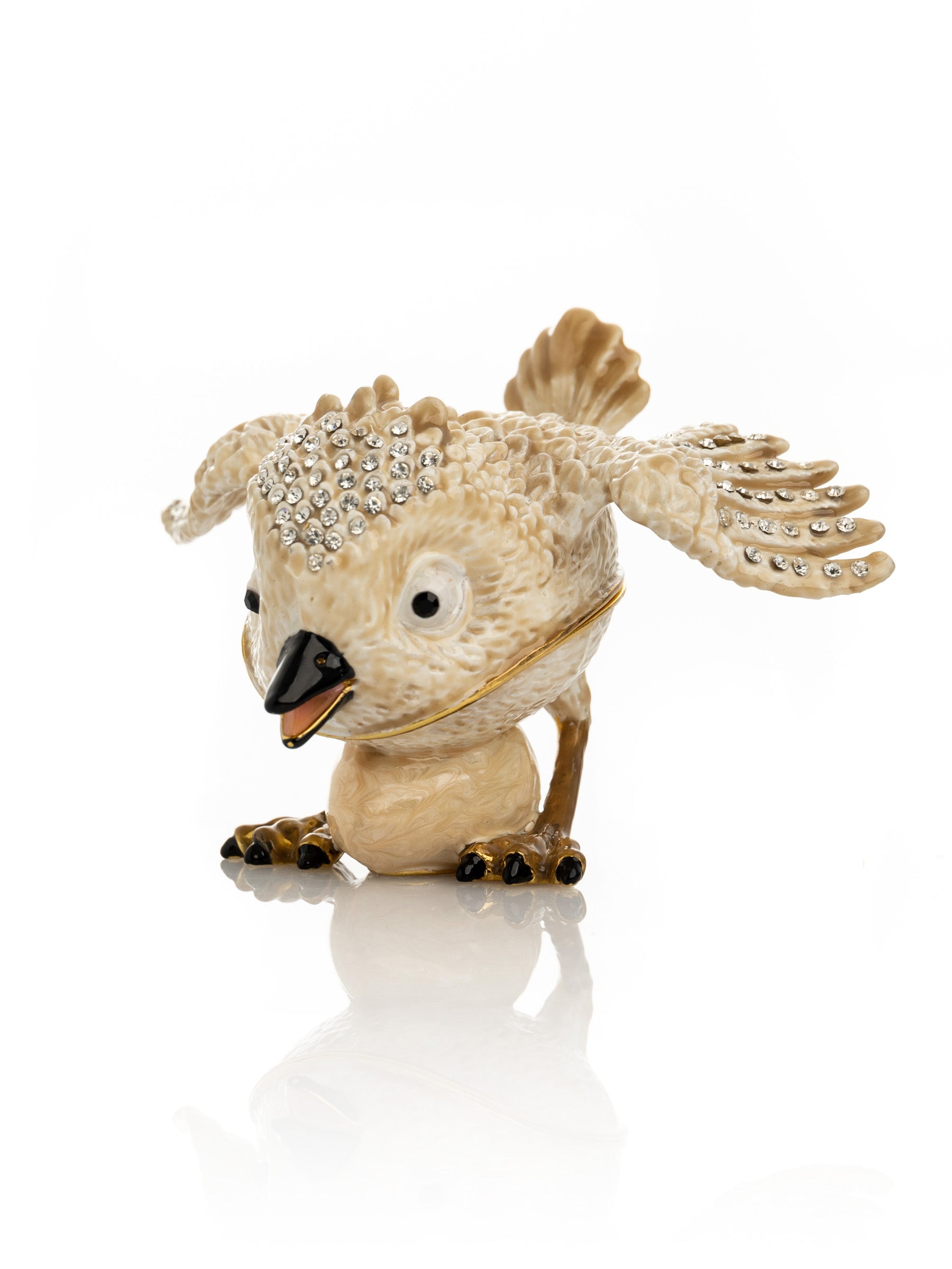 Keren Kopal Beige Bird with Egg Trinket Box