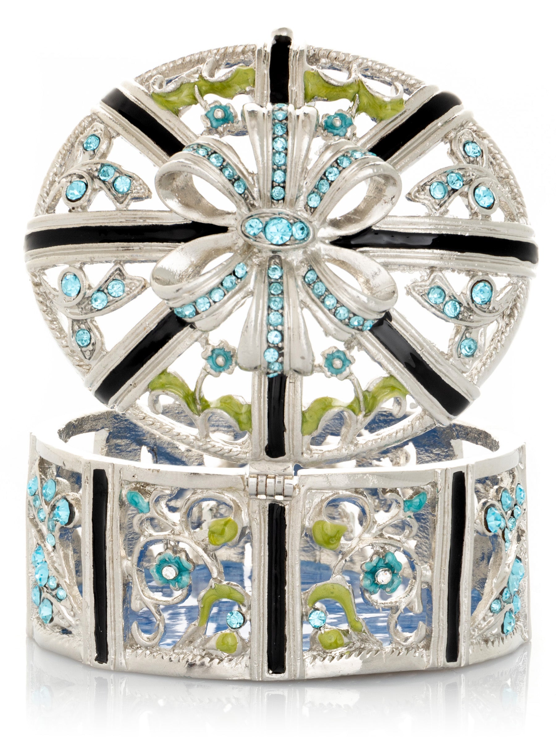 Keren Kopal Silver Box with Blue Flowers