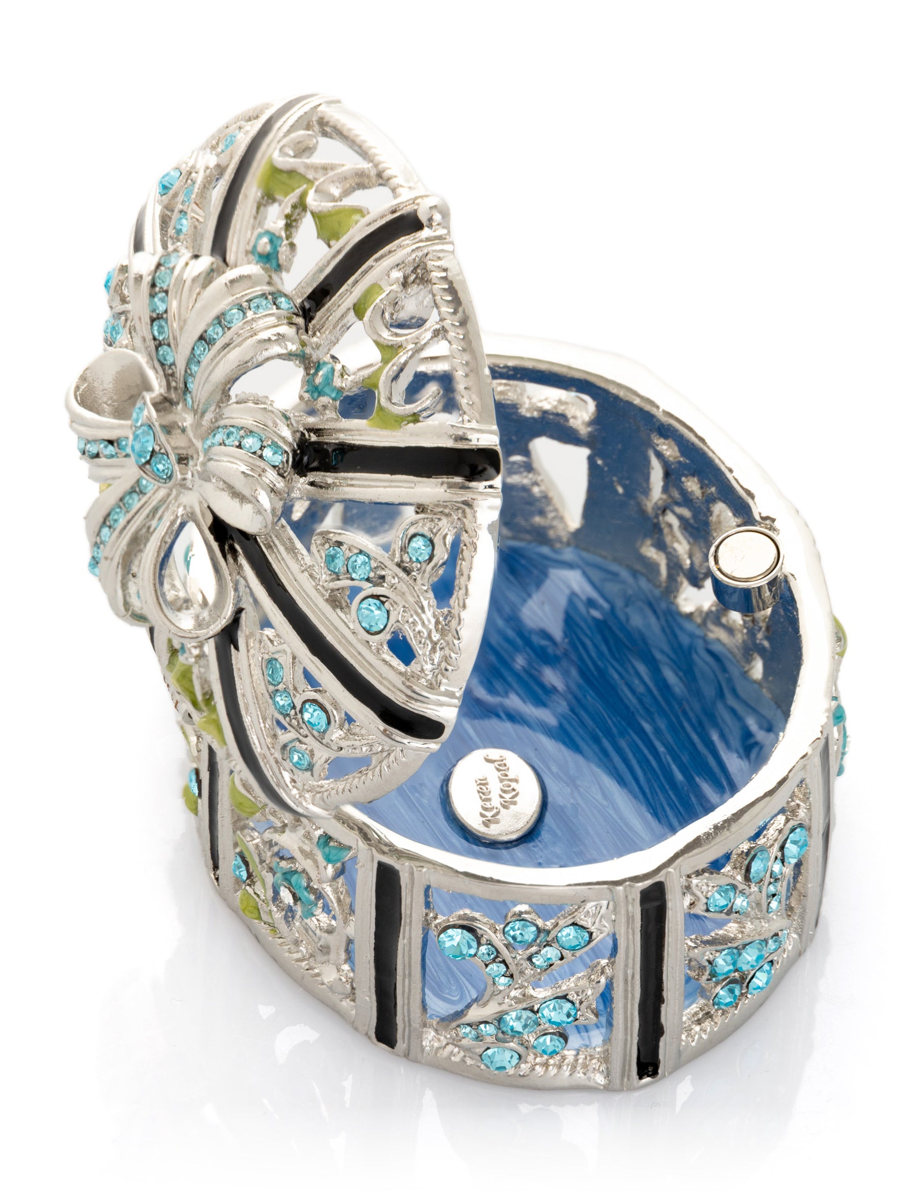 Keren Kopal Silver Box with Blue Flowers