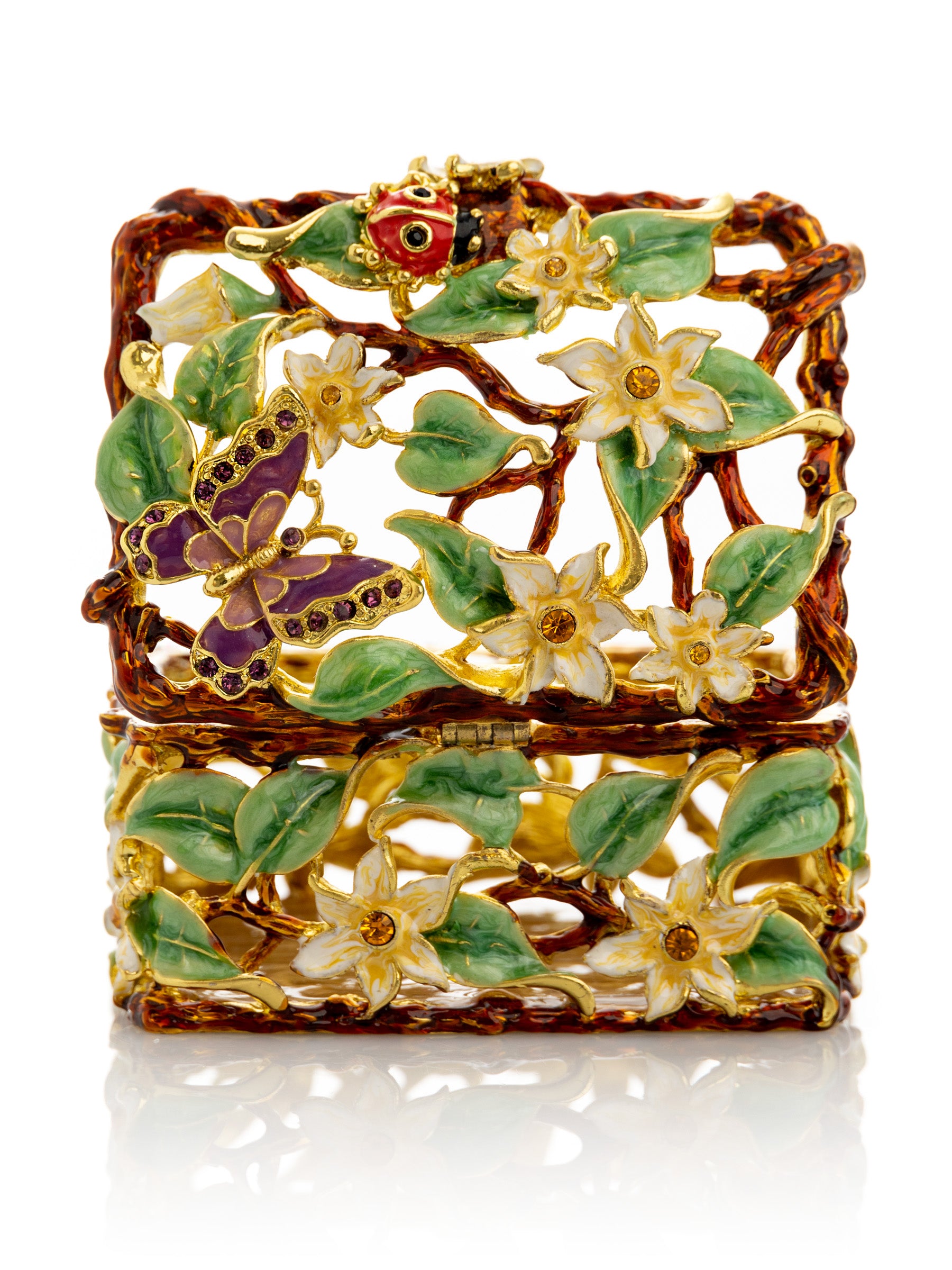 Keren Kopal Decorated Flowers Trinket Box