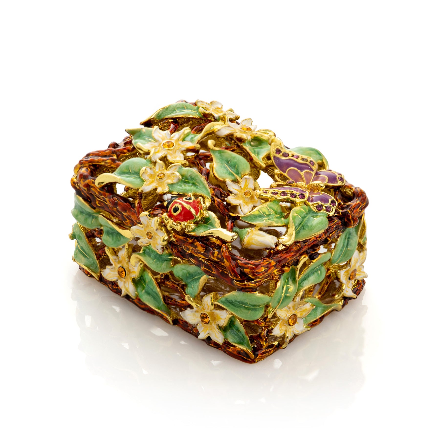 Keren Kopal Decorated Flowers Trinket Box