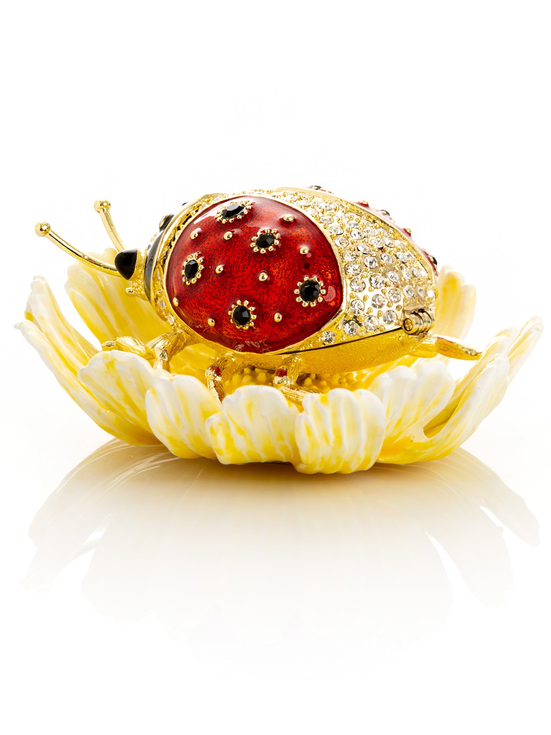 Keren Kopal Ladybug on Flower Jeweled Trinket Box