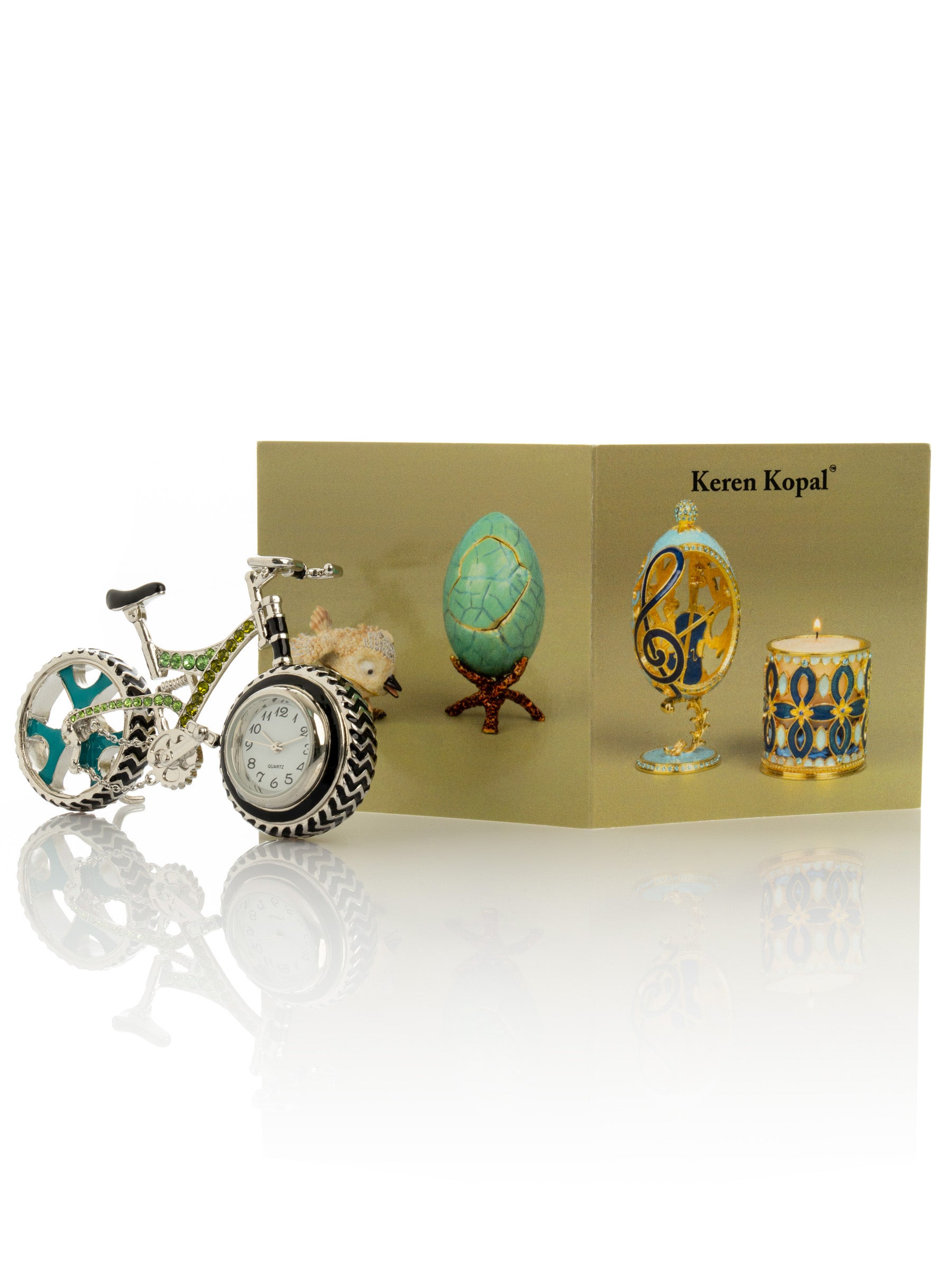 Keren Kopal Bicycle clock with Green crystals