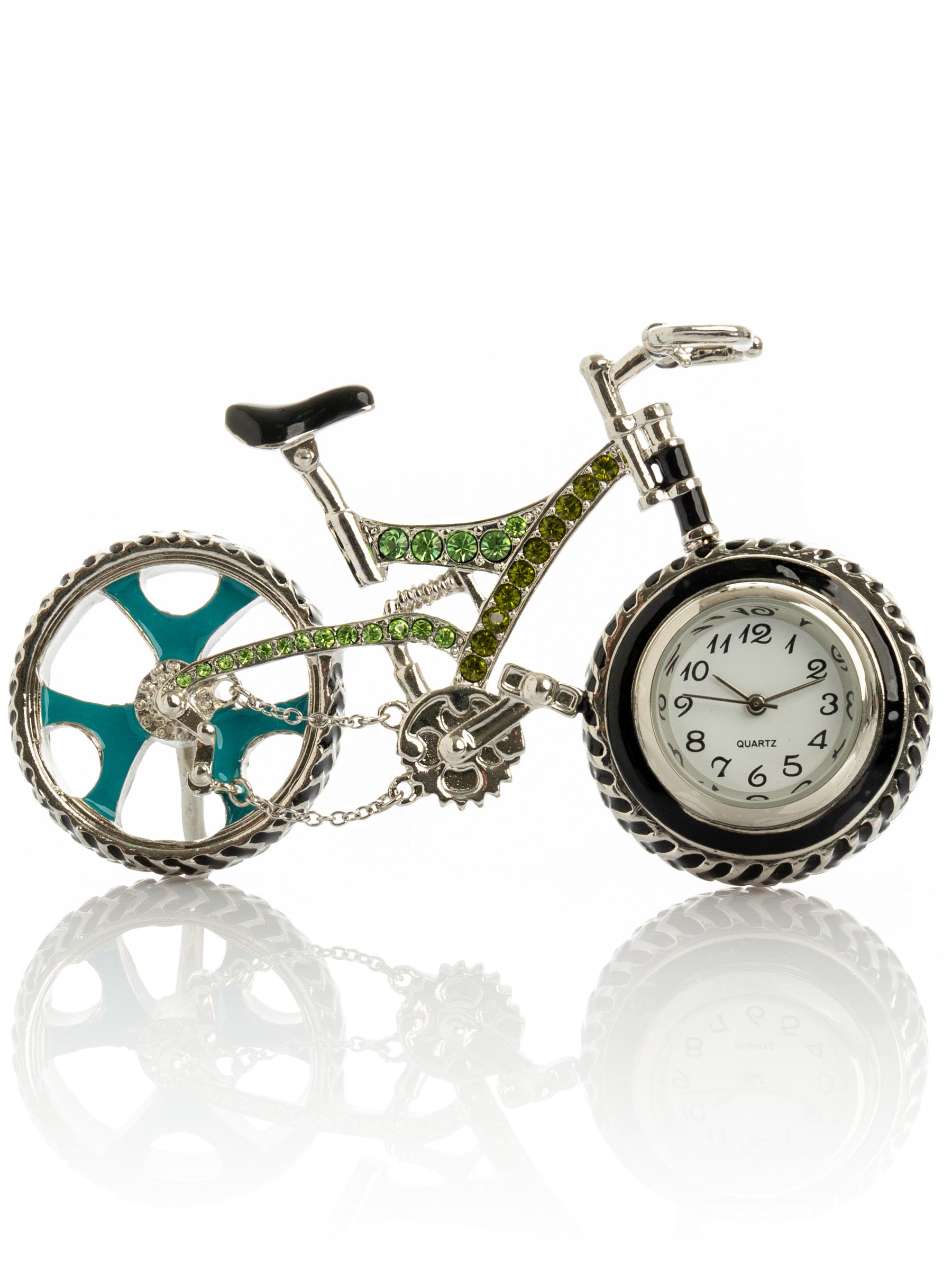 Keren Kopal Bicycle clock with Green crystals