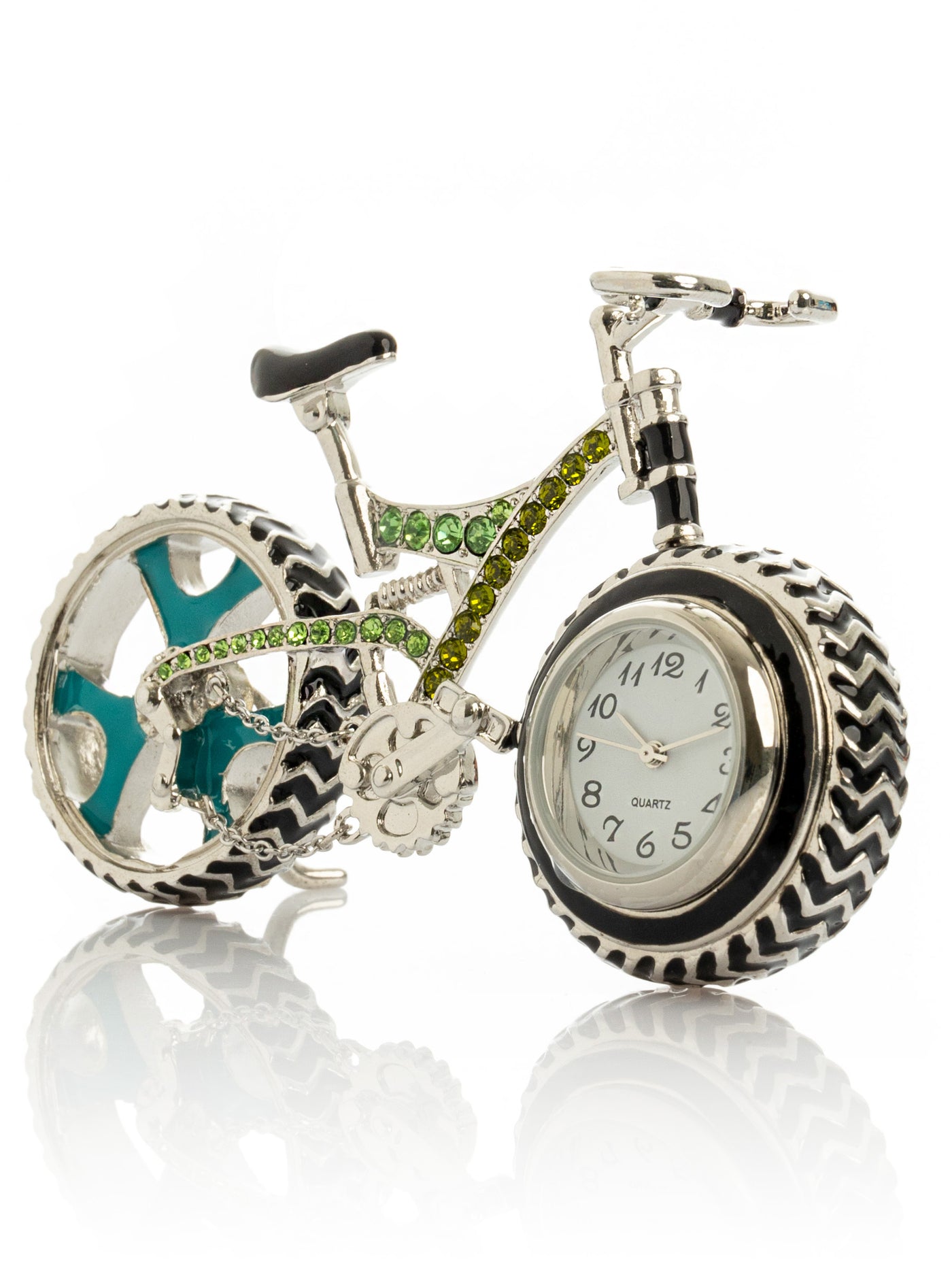 Keren Kopal Bicycle clock with Green crystals