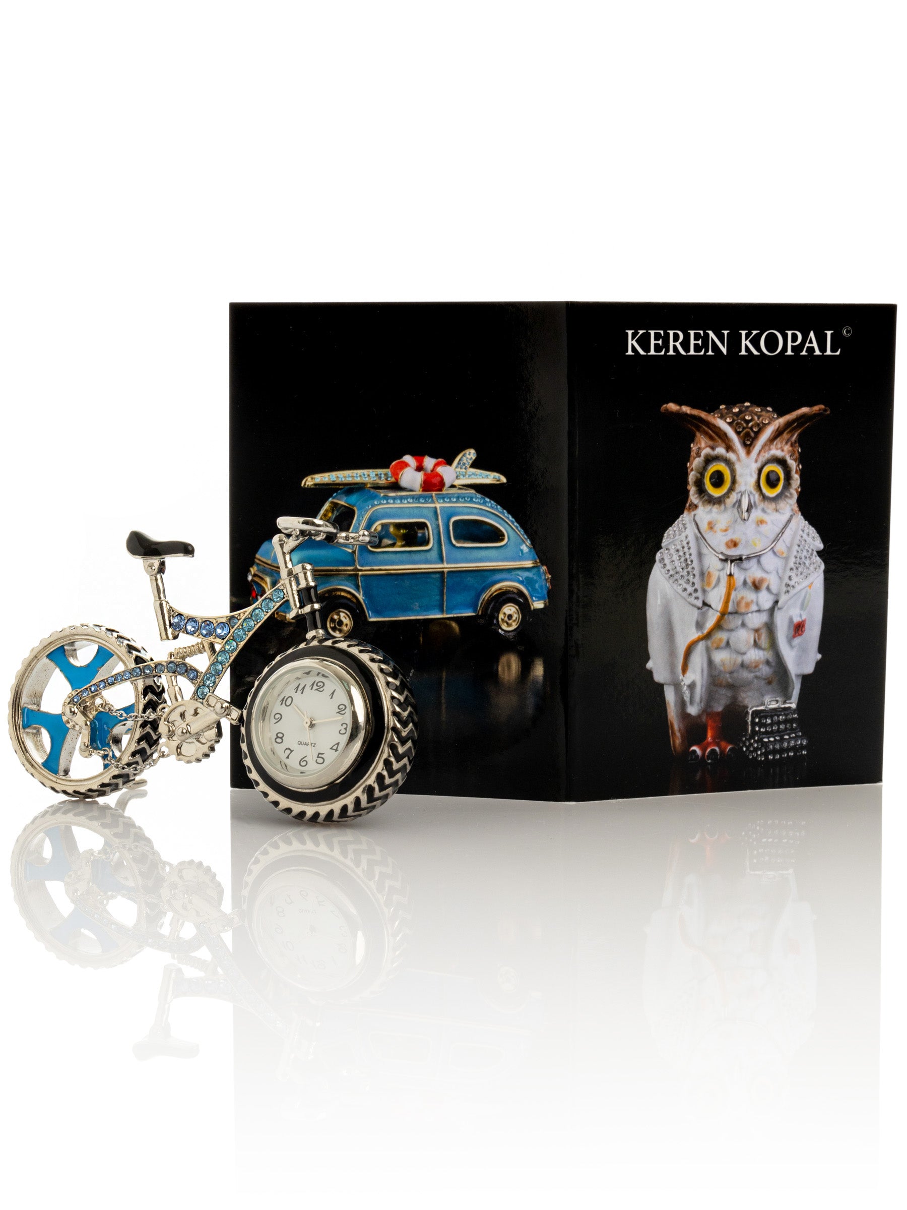 Keren Kopal Bicycle clock with Blue crystals