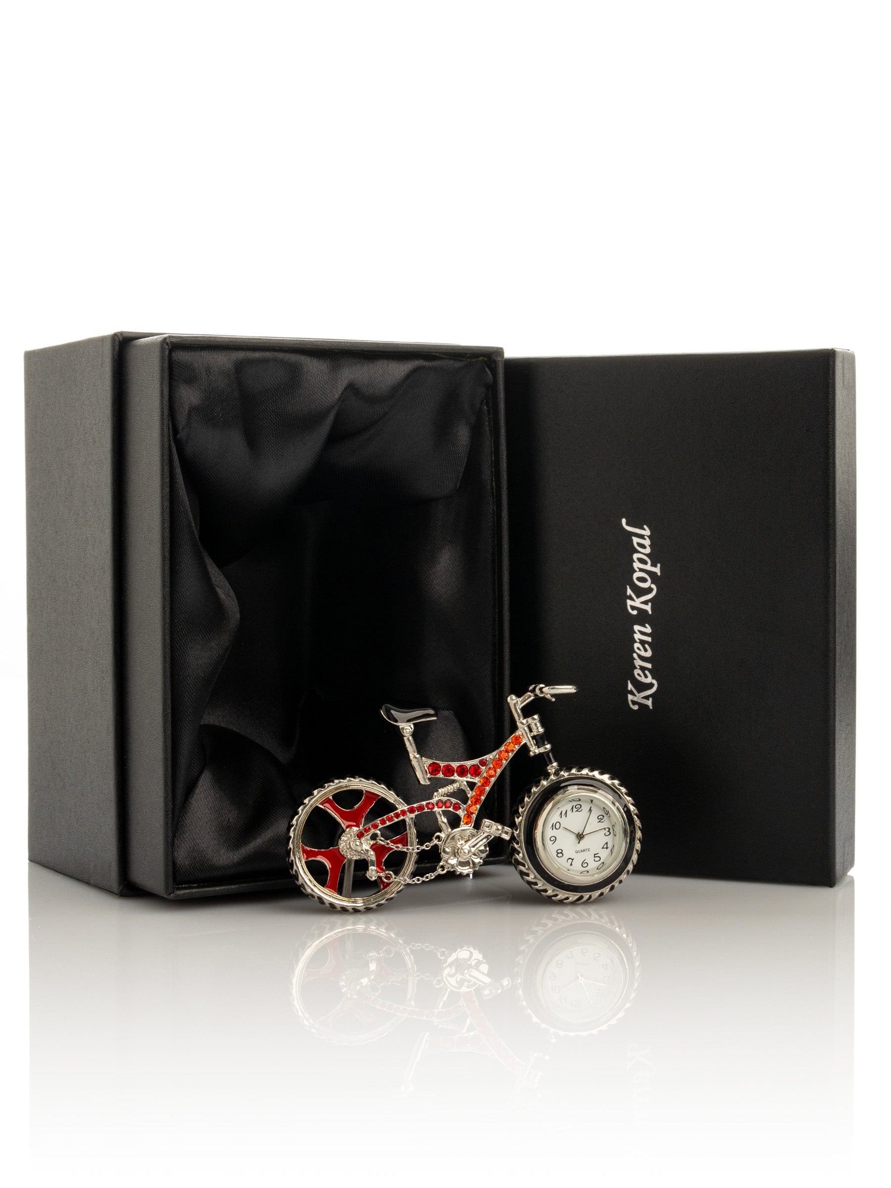 Keren Kopal Bicycle clock with Red crystals