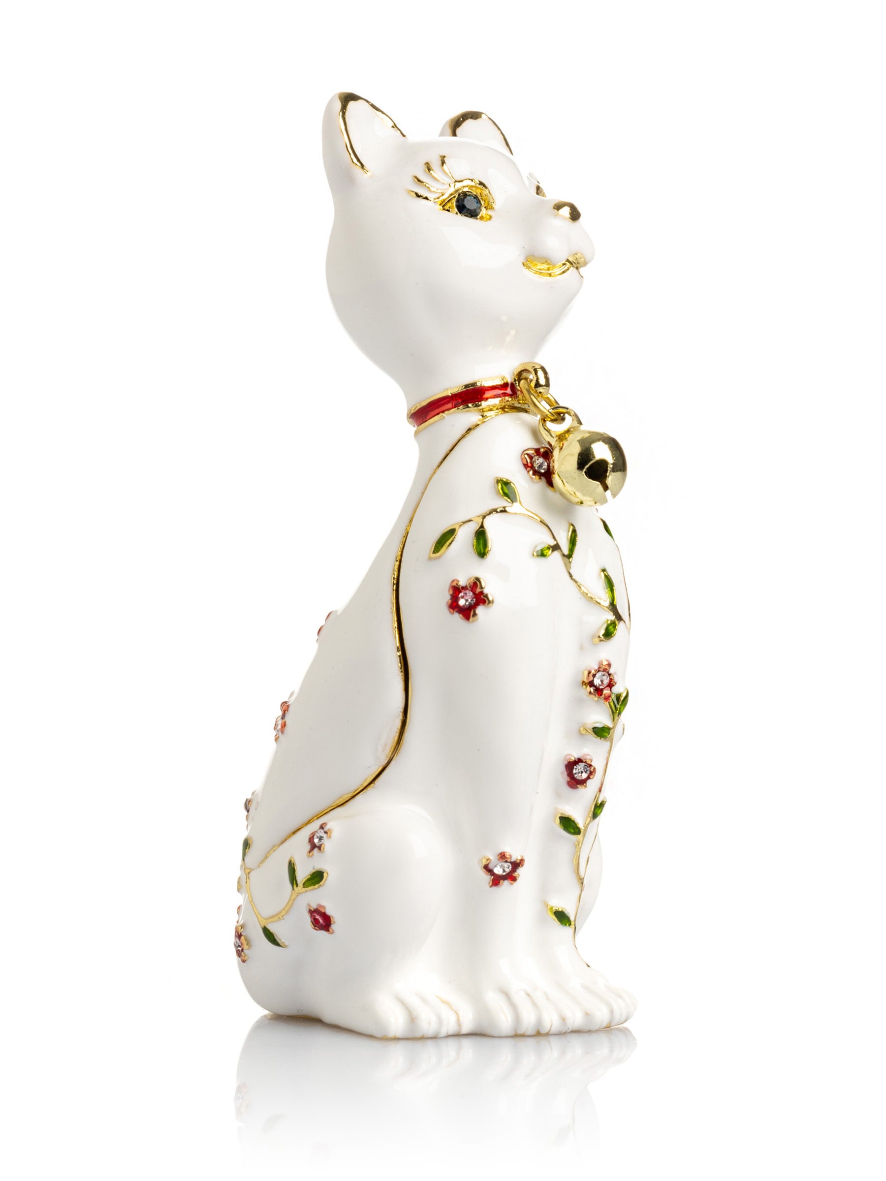 Keren Kopal White Cat with Flowers