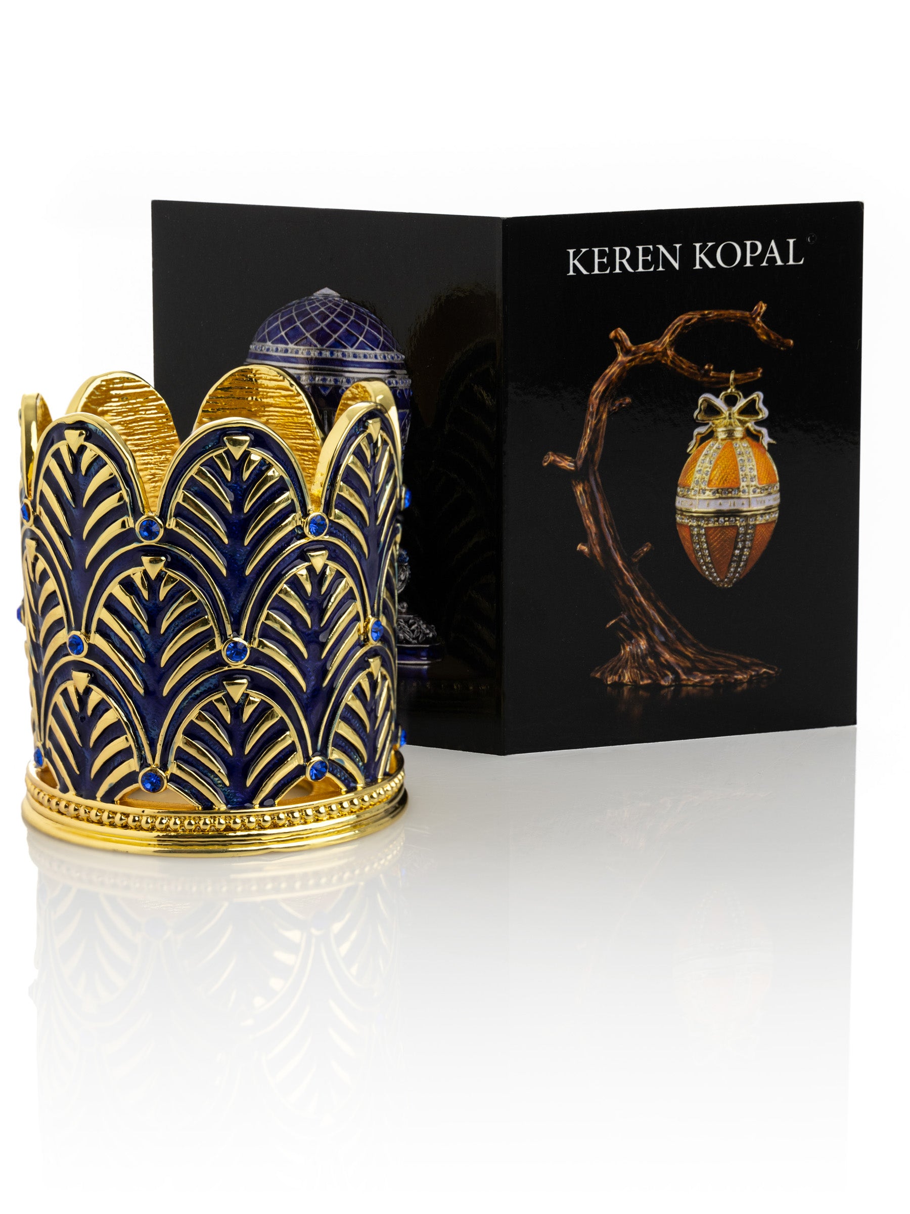 Keren Kopal Blue Decorated Candle Holder