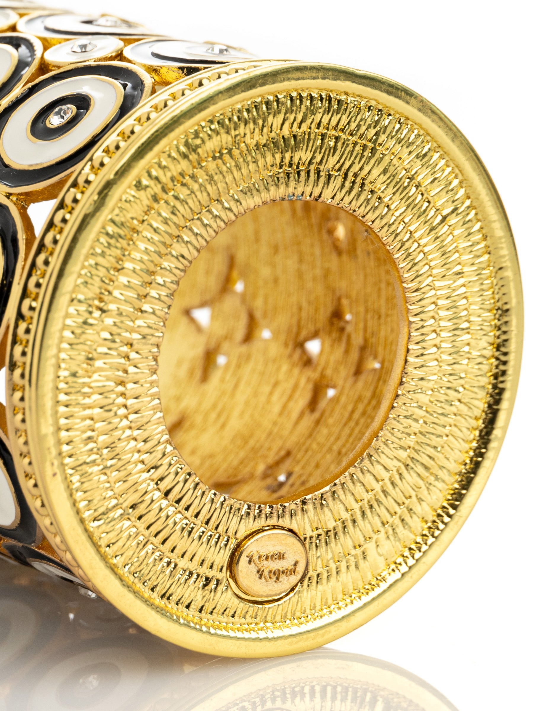 Keren Kopal Golden Decorated Candle Holder with Circles Pattern