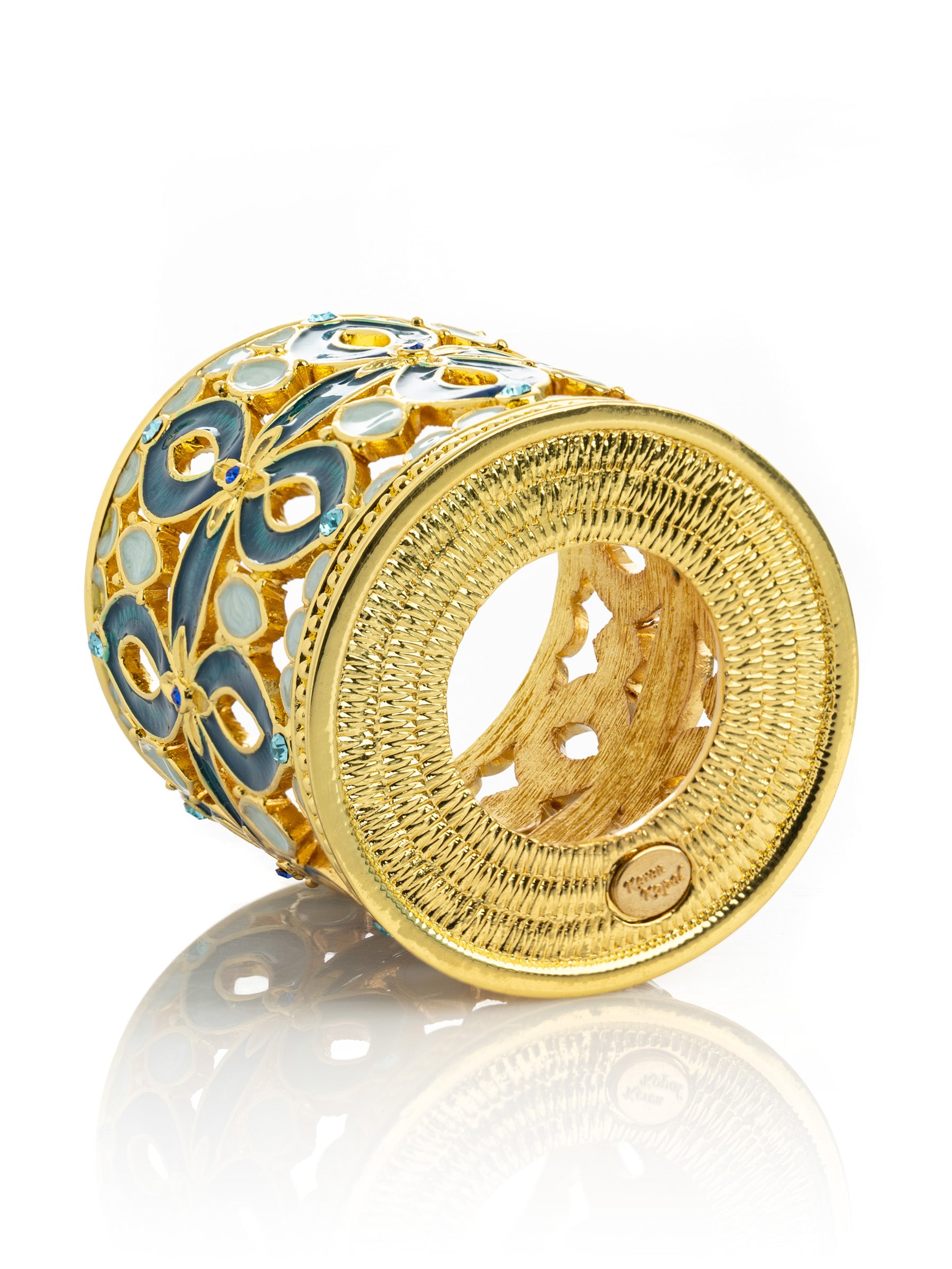 Keren Kopal Golden Blue Decorated Candle Holder