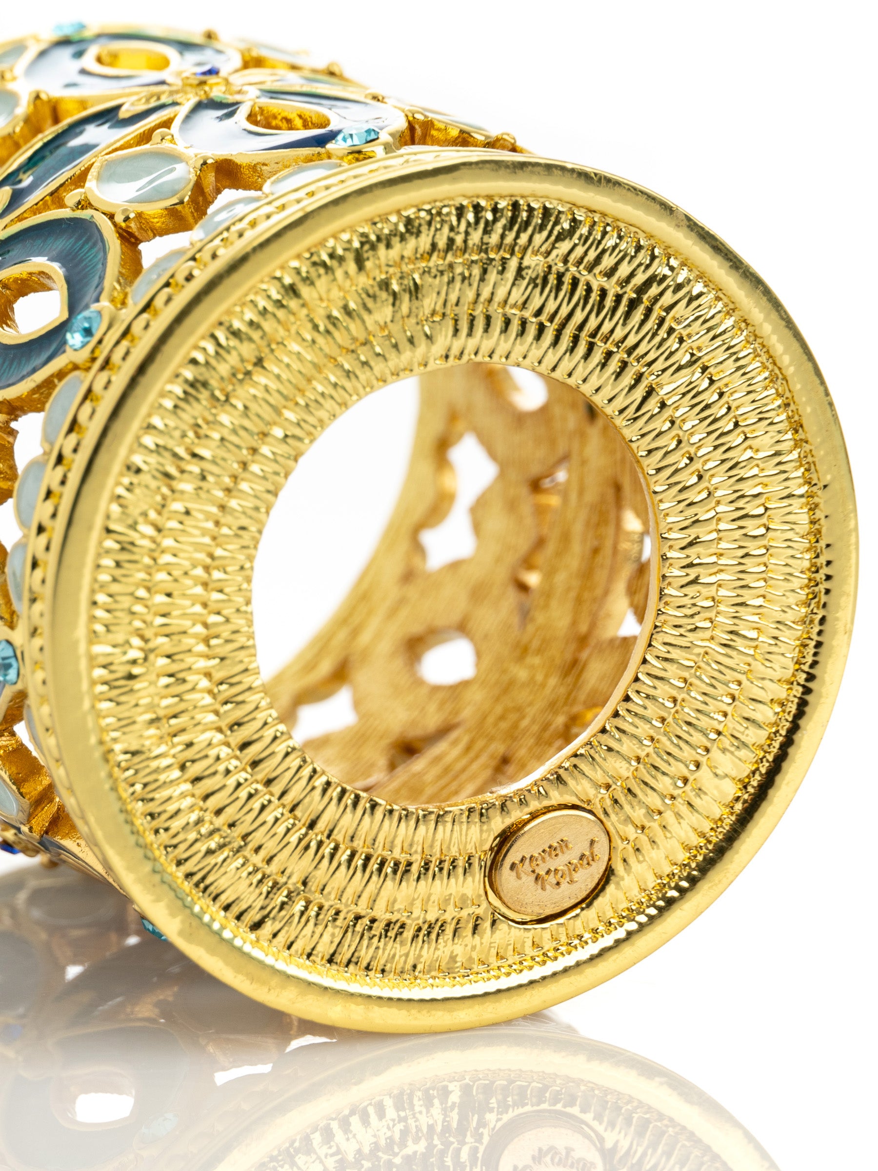 Keren Kopal Golden Blue Decorated Candle Holder