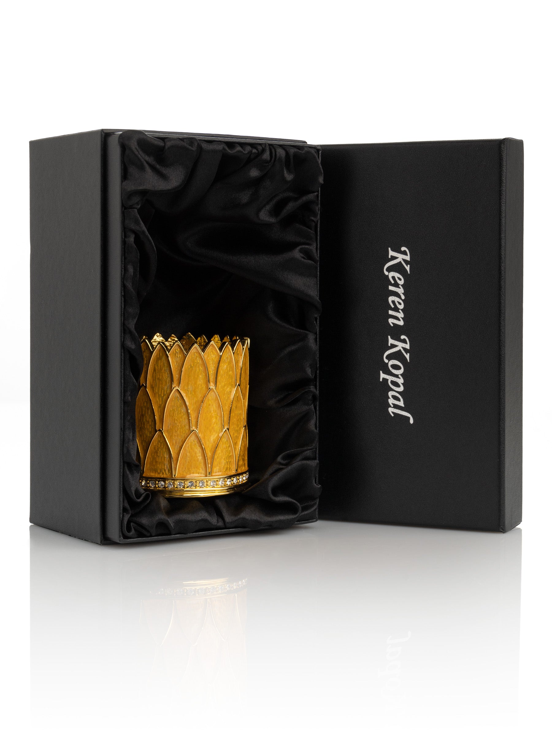 Keren Kopal Yellow Decorated Candle Holder