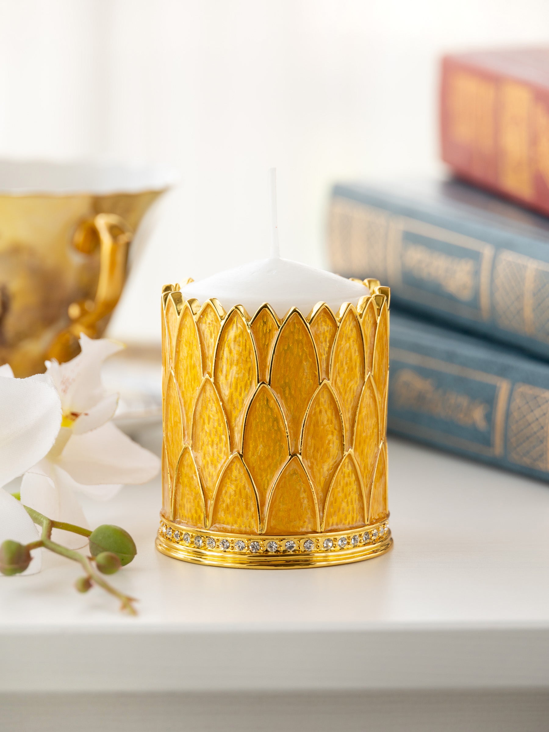 Keren Kopal Yellow Decorated Candle Holder