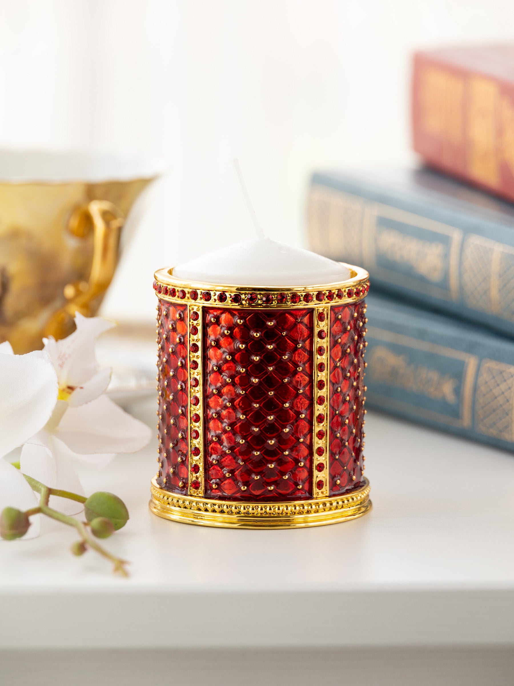Keren Kopal Red Decorated Candle Holder