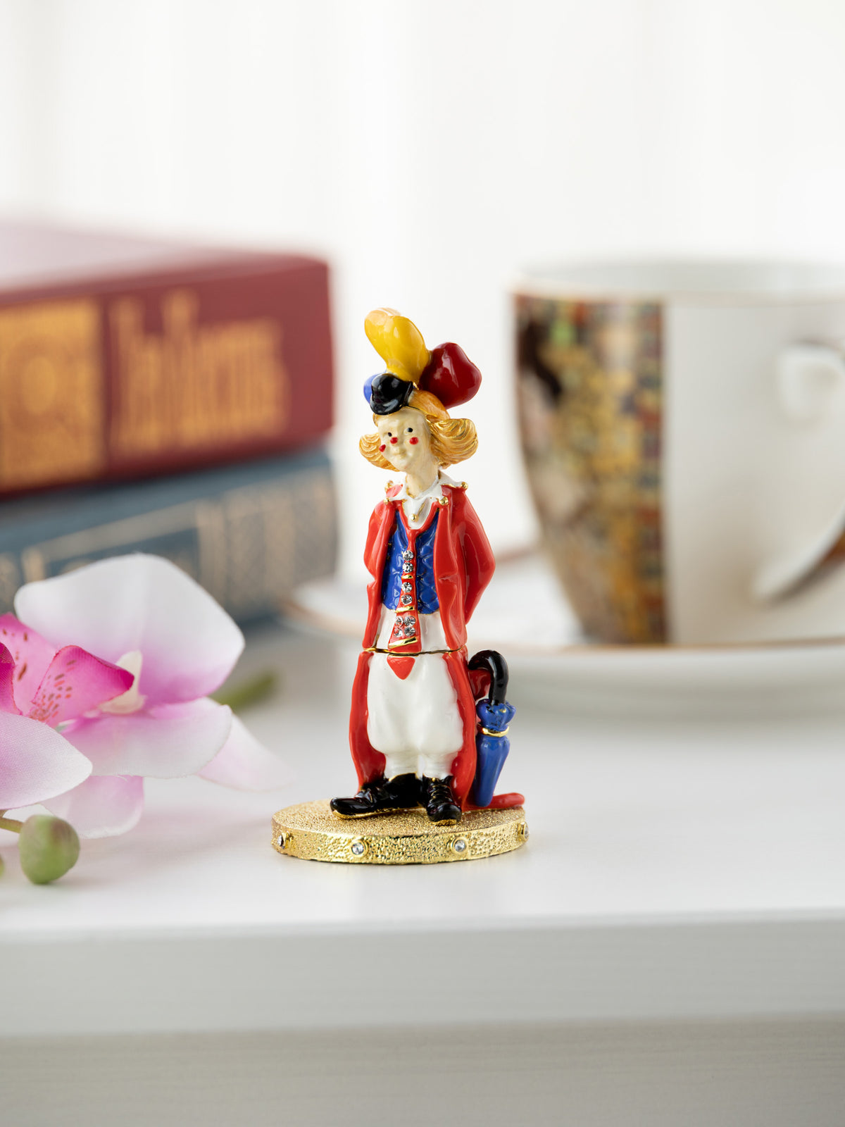 Keren Kopal Funny Circus Clown with Umbrella trinket box