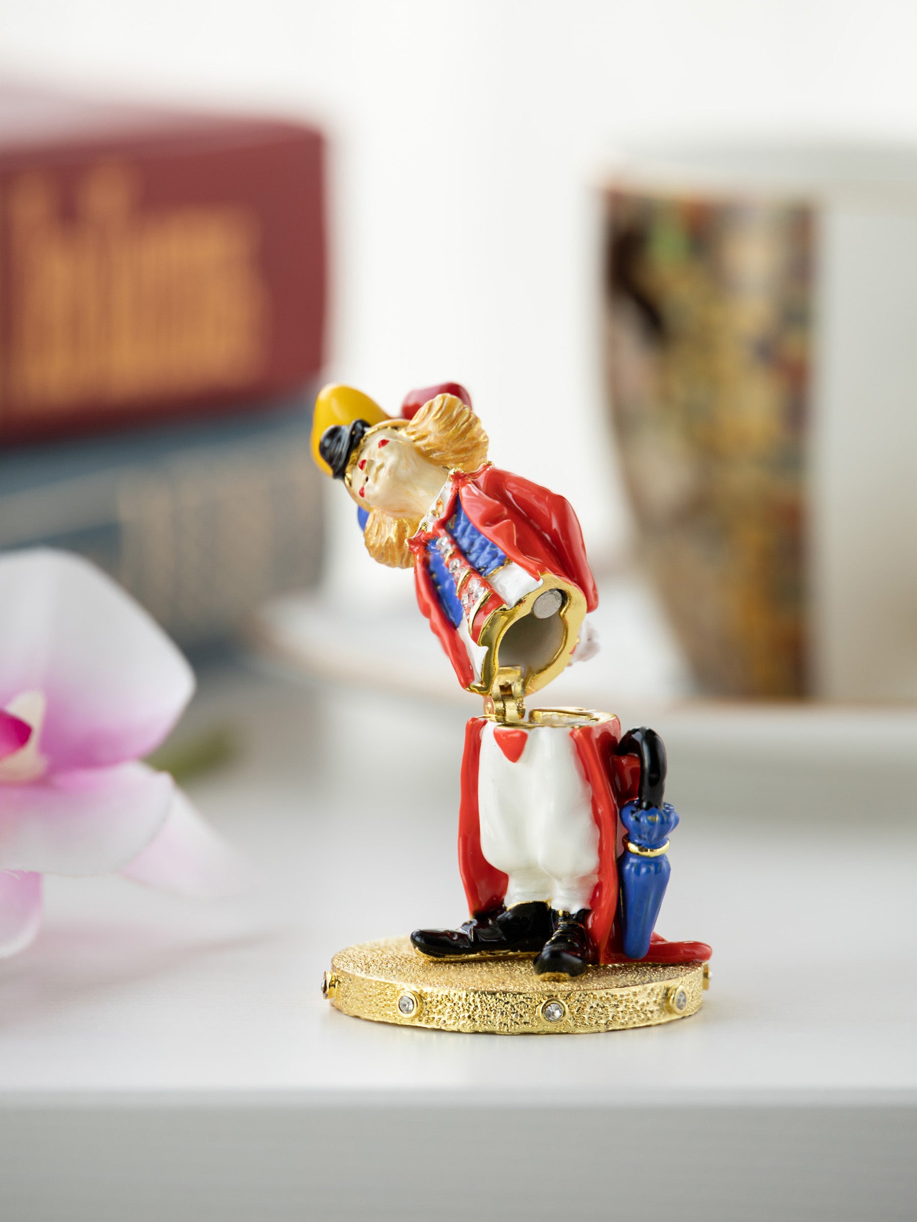 Keren Kopal Funny Circus Clown with Umbrella trinket box