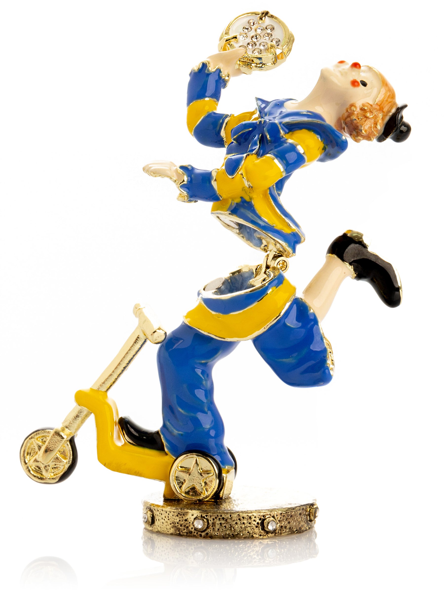 Keren Kopal Playful Circus Clown Riding a Scooter Trinket Box
