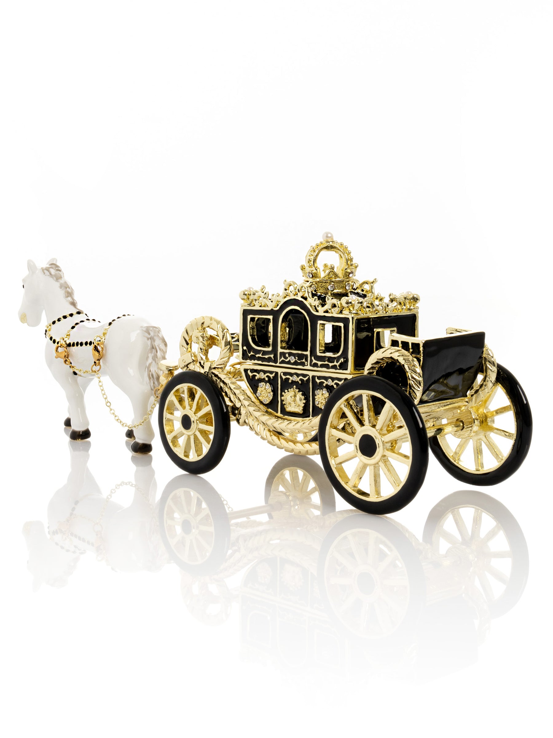 Keren Kopal White Horse Pulling a Golden Carriage