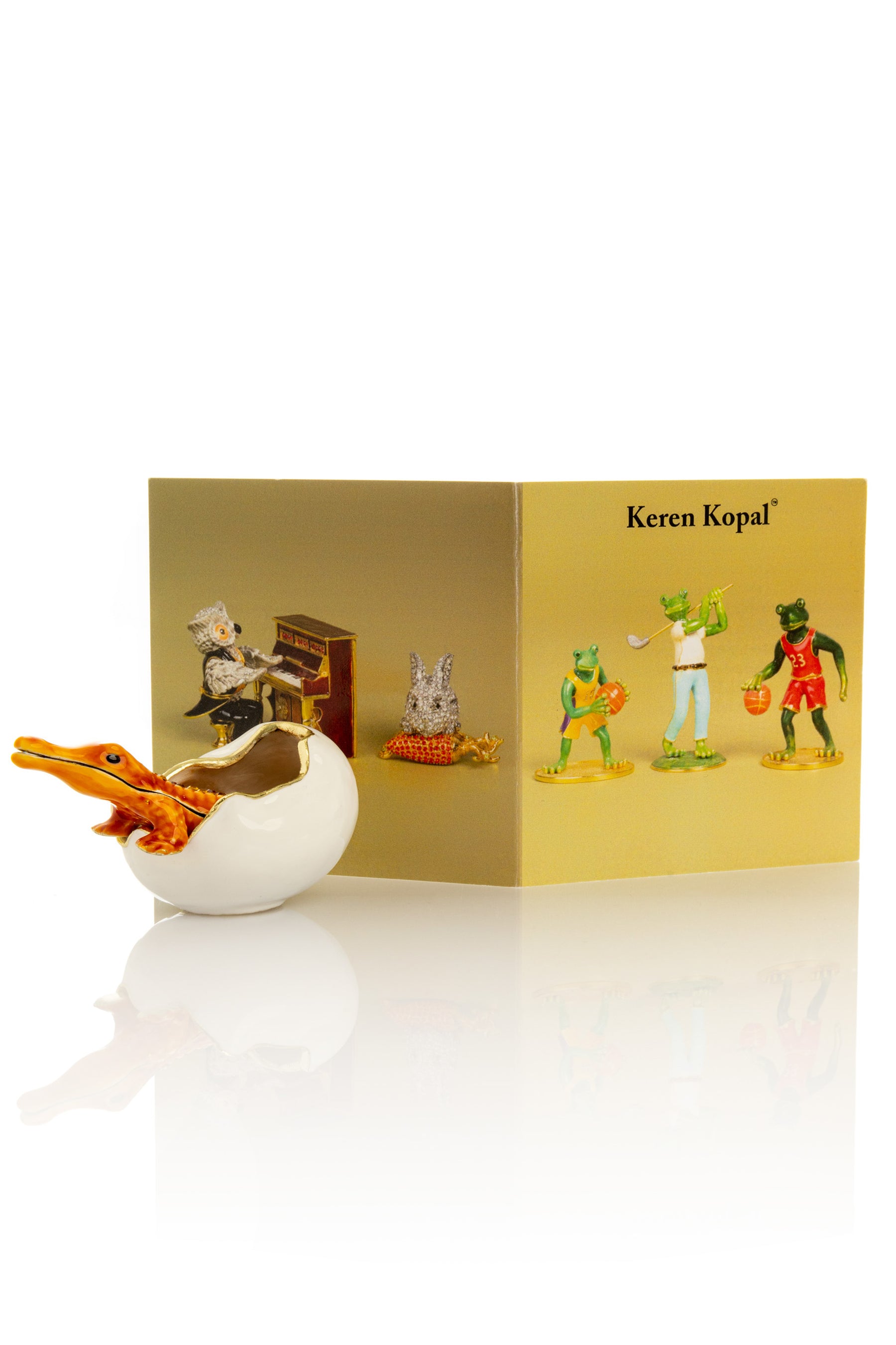 Keren Kopal Orange Crocodile hatching from egg trinket box