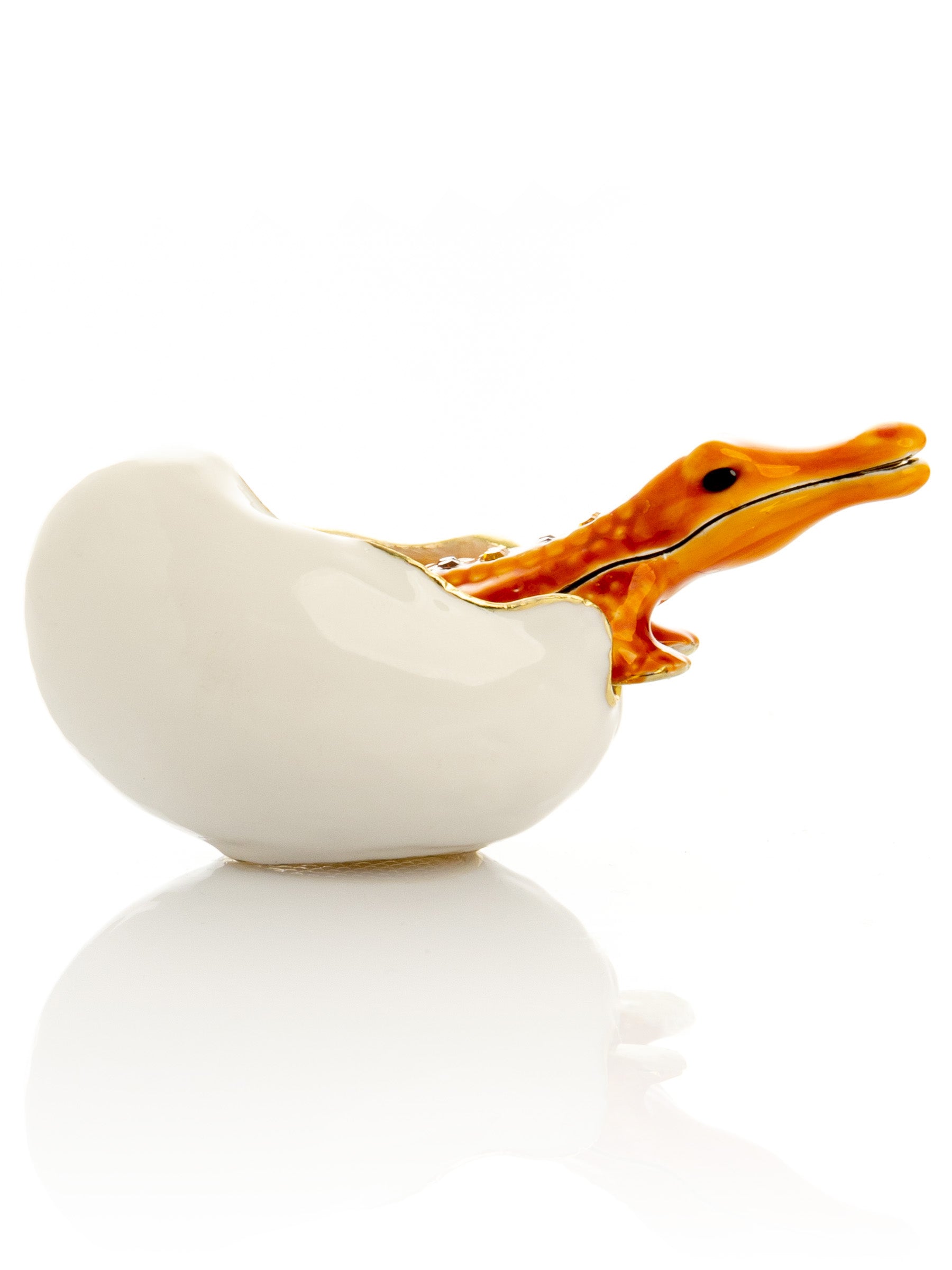Keren Kopal Orange Crocodile hatching from egg trinket box