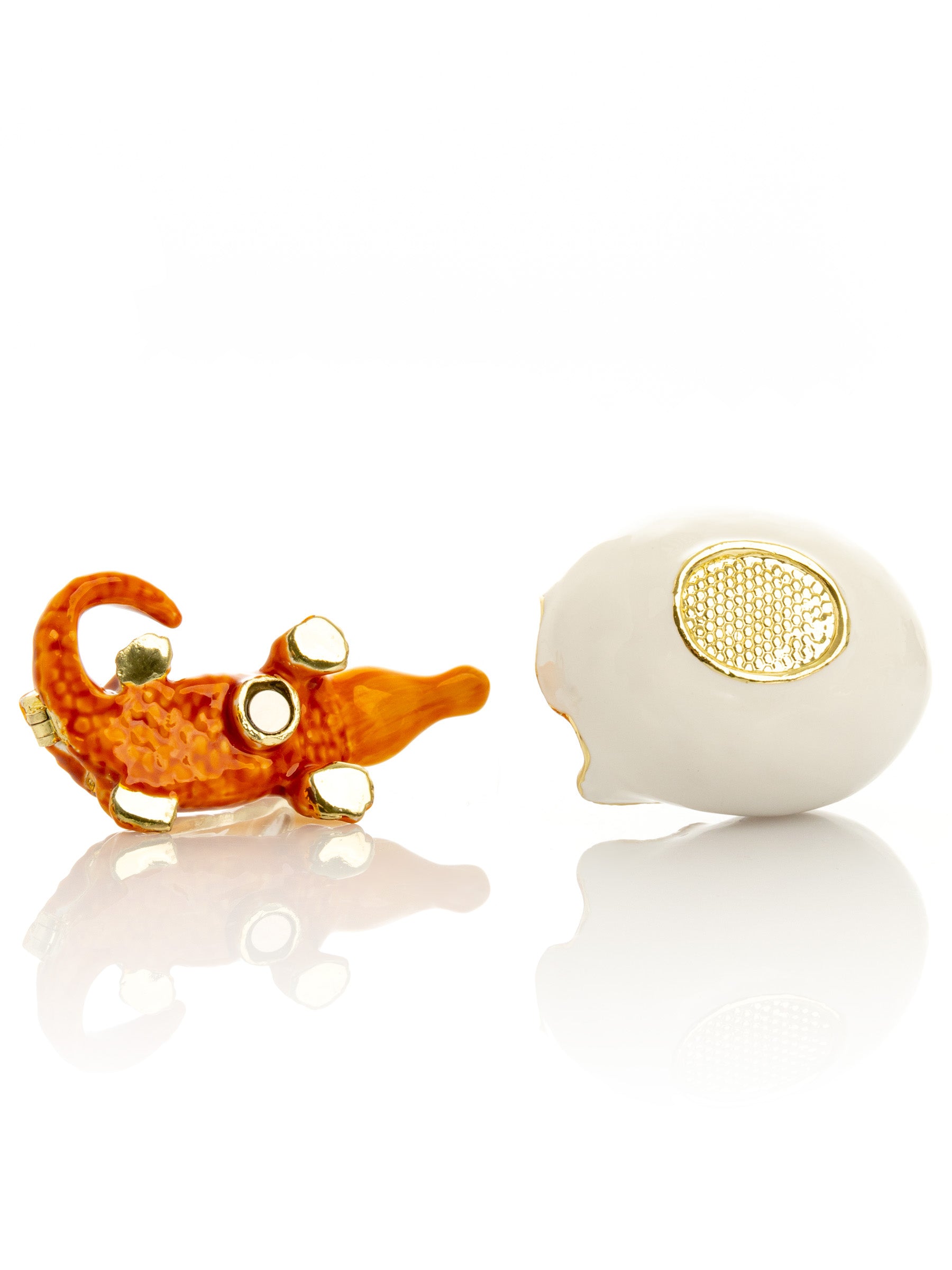Keren Kopal Orange Crocodile hatching from egg trinket box