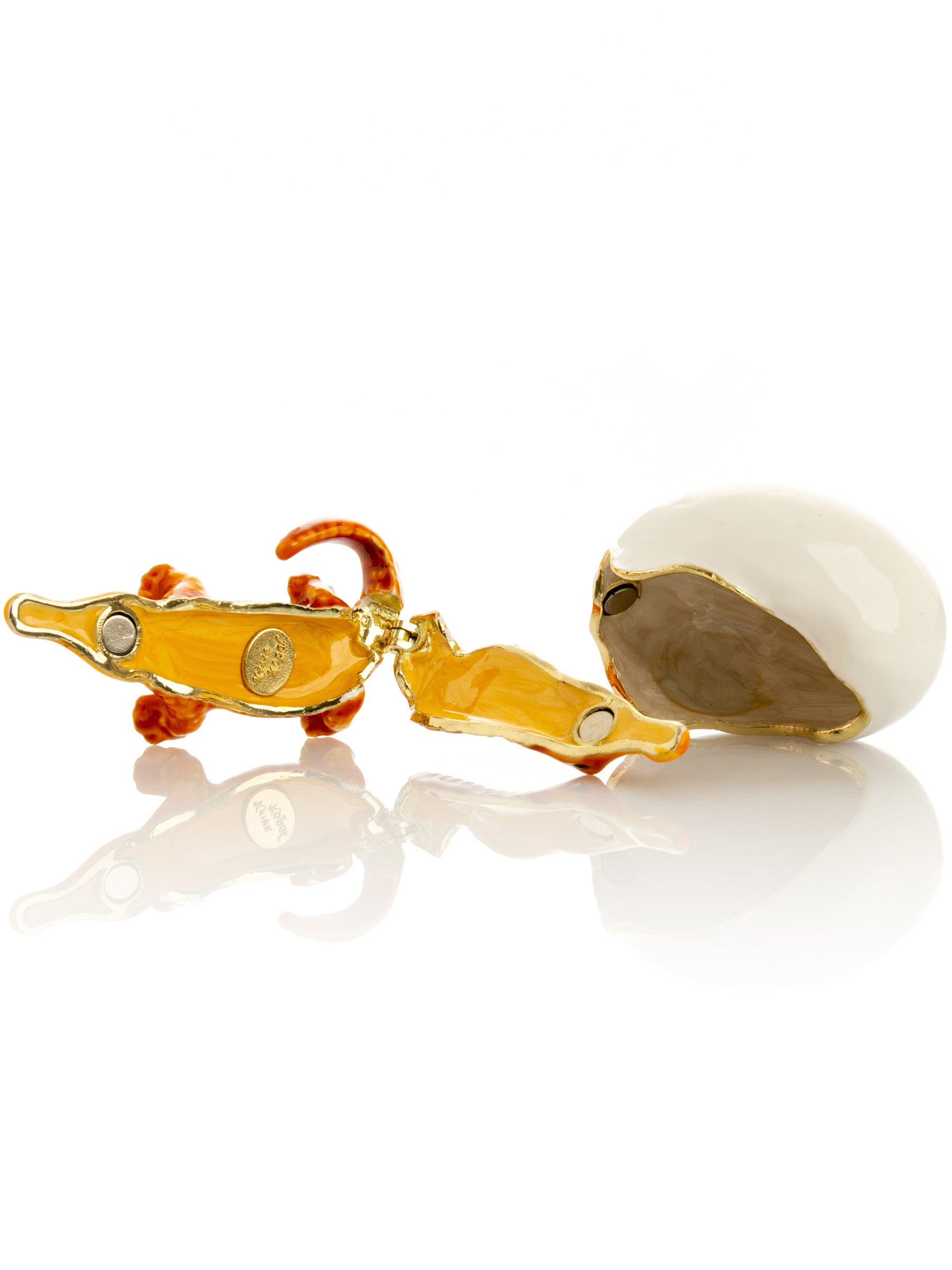 Keren Kopal Orange Crocodile hatching from egg trinket box