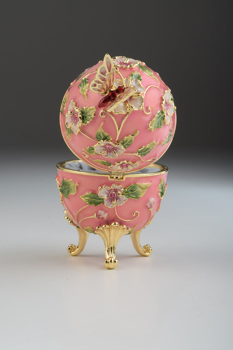 Keren Kopal Pink Faberge Egg with Flowers and Butterfly