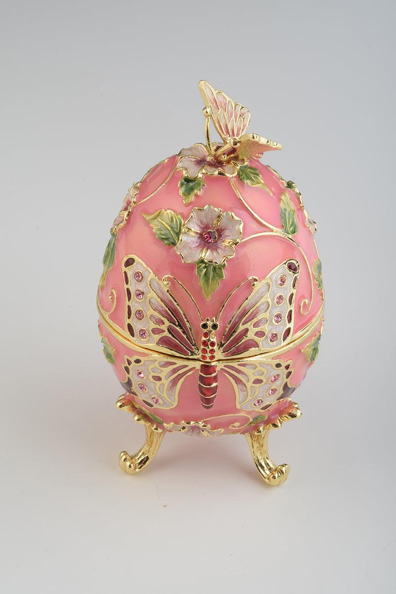 Keren Kopal Pink Faberge Egg with Flowers and Butterfly