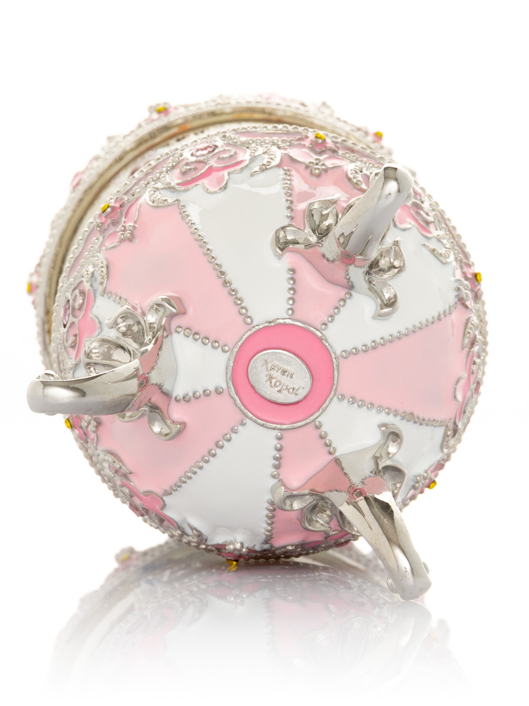 Keren Kopal Pink Faberge Egg with Wind up Horse Carousel