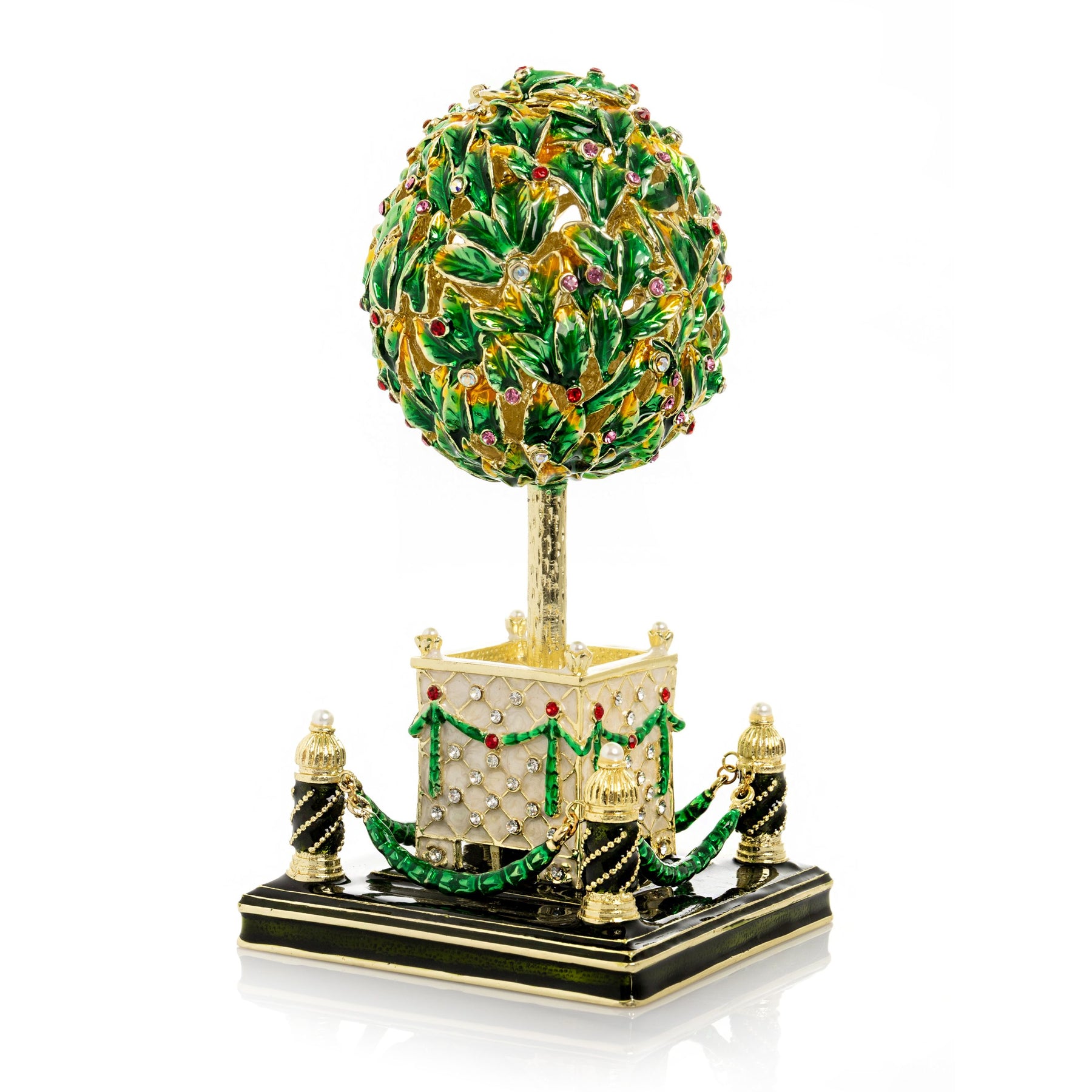 Keren Kopal Bay Tree Faberge Egg with Colorful Crystals