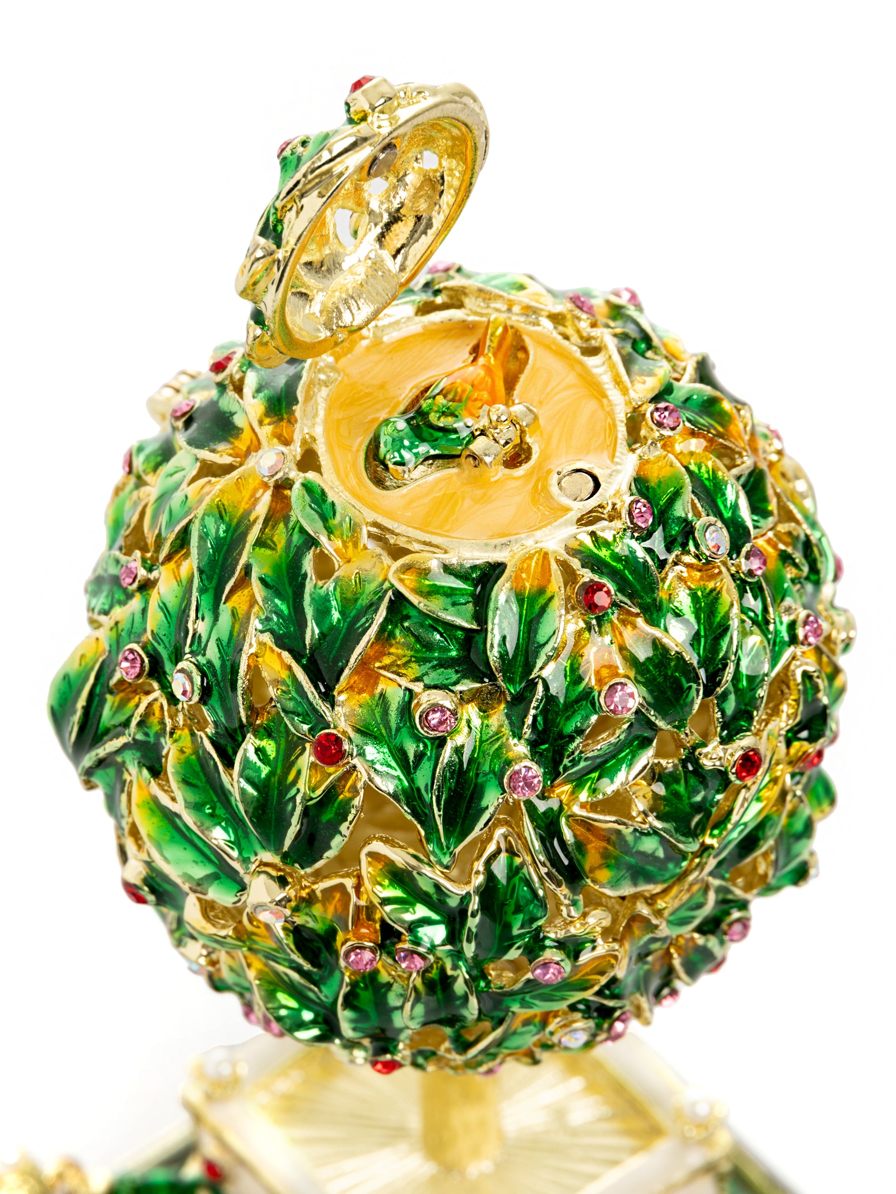 Keren Kopal Bay Tree Faberge Egg with Colorful Crystals