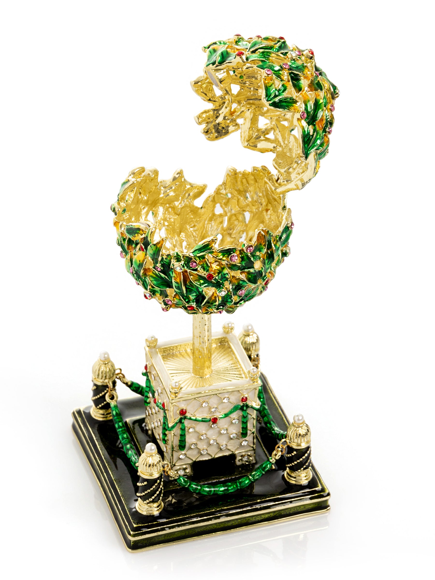 Keren Kopal Bay Tree Faberge Egg with Colorful Crystals