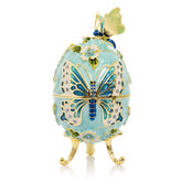 Keren Kopal Turquoise Faberge Egg with Flowers and Butterfly