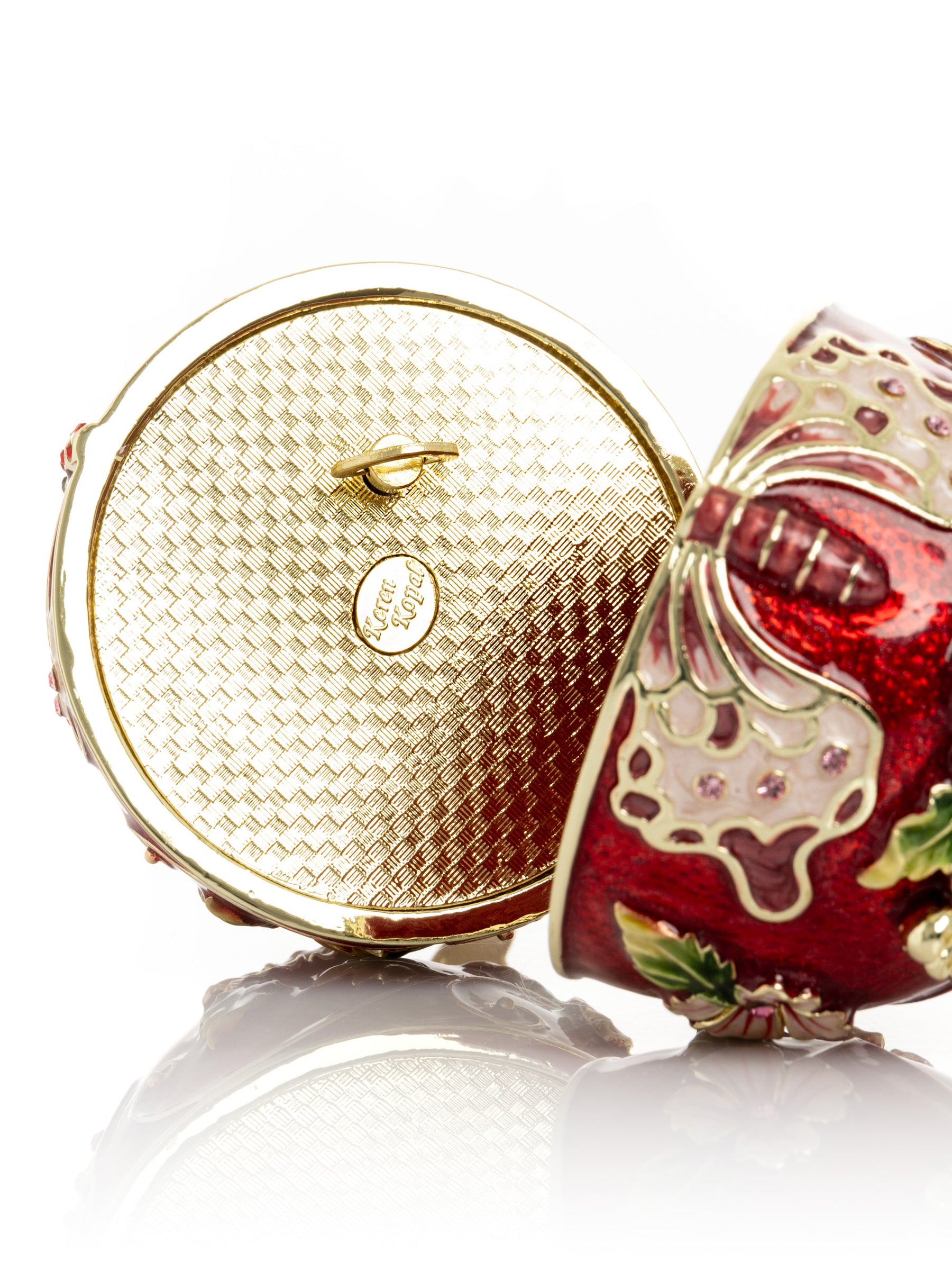 Keren Kopal Red Faberge Egg with Flowers and Butterfly