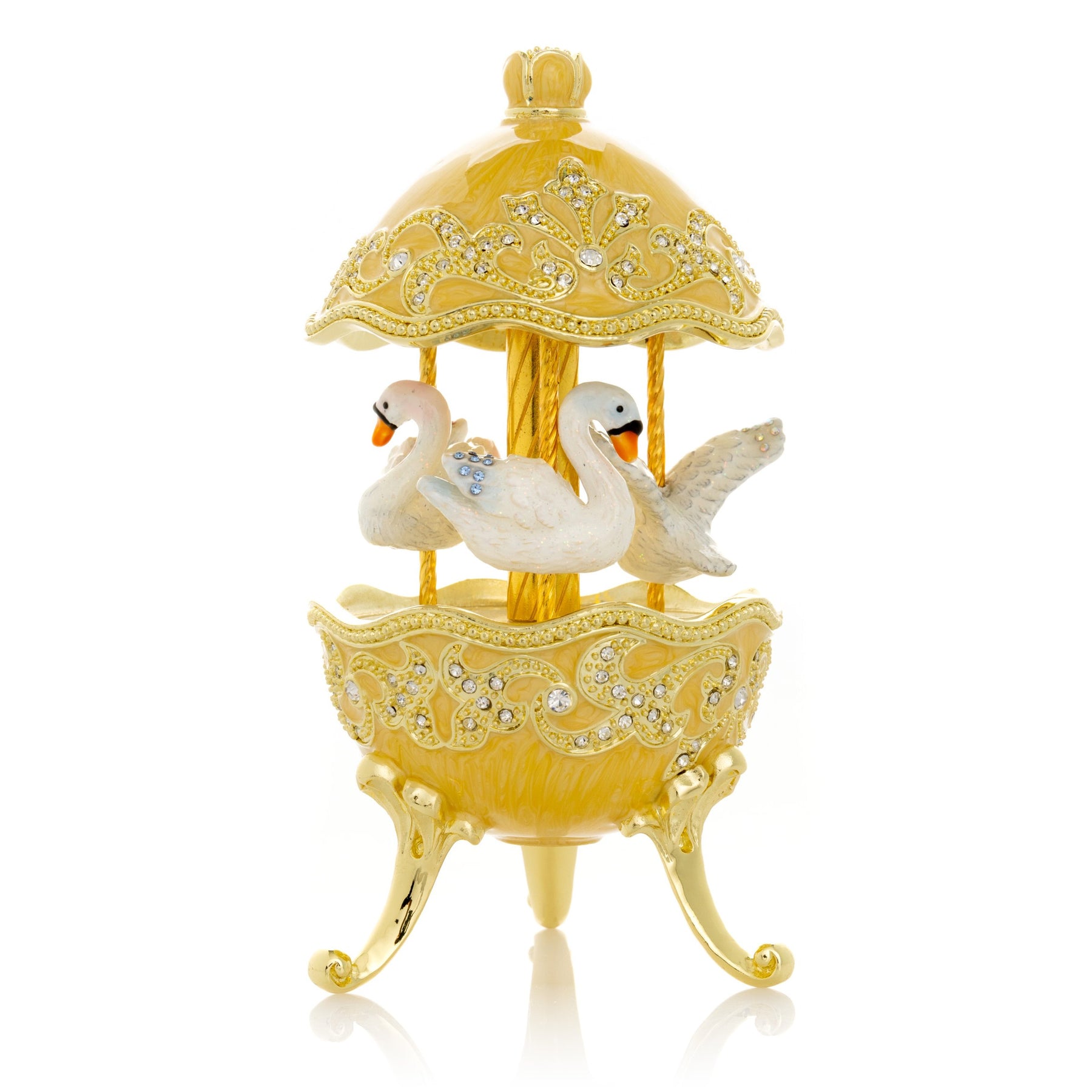 Keren Kopal Yellow Carousel Egg with White Swans