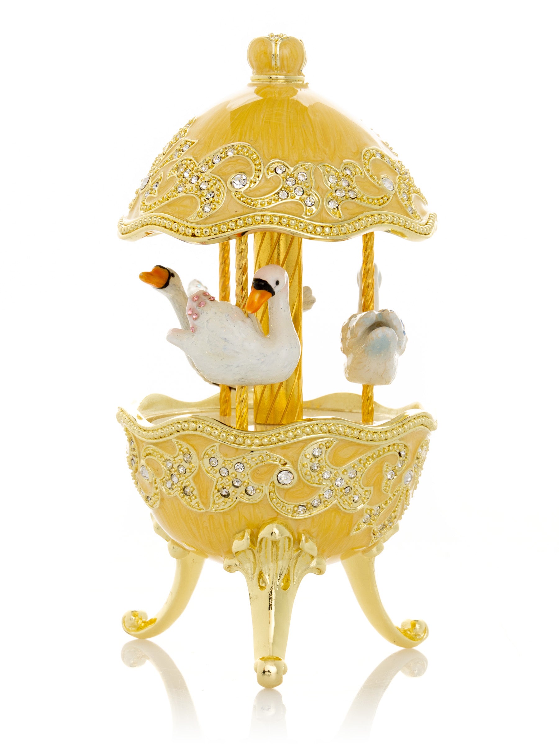 Keren Kopal Yellow Carousel Egg with White Swans