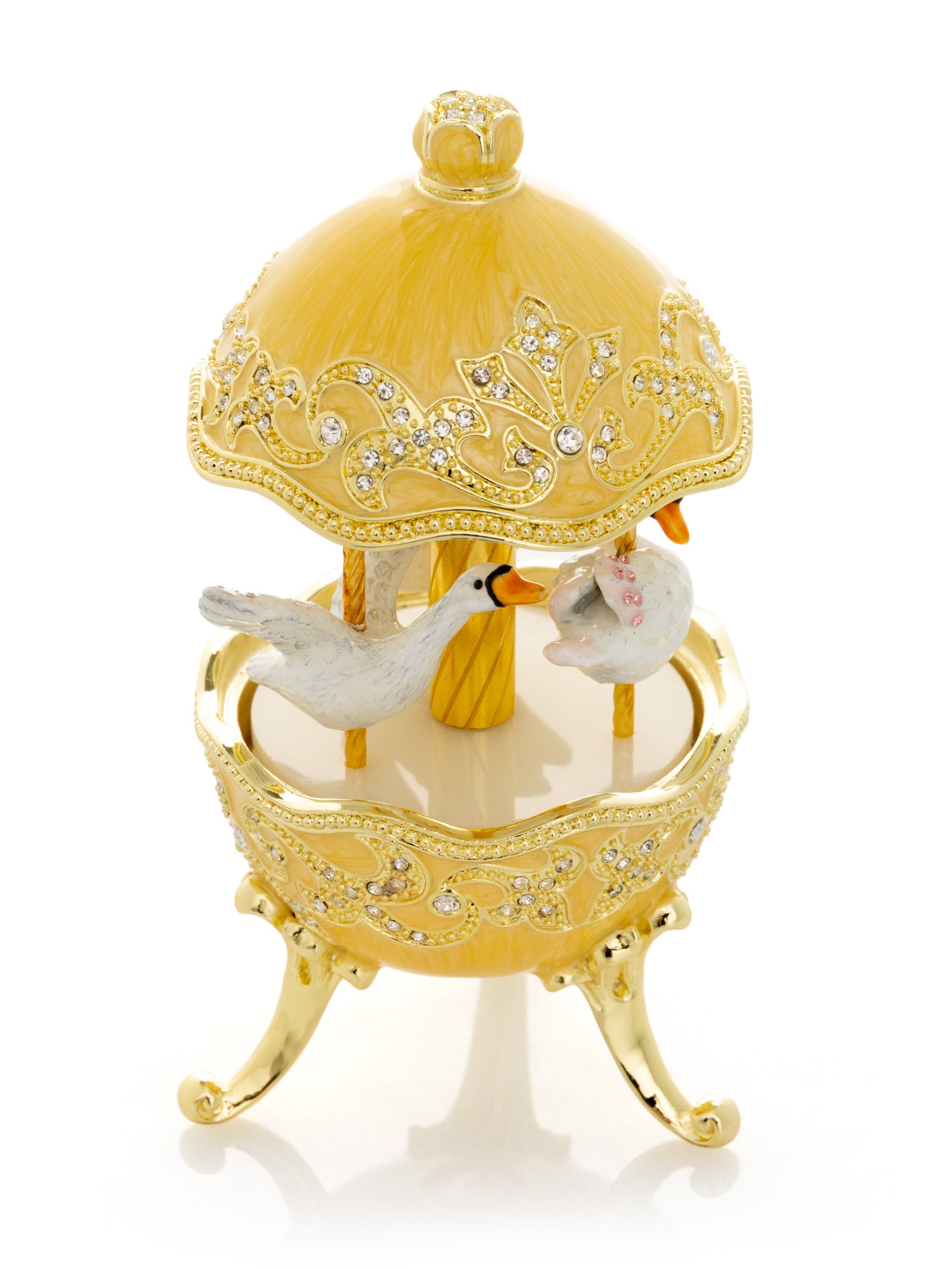 Keren Kopal Yellow Carousel Egg with White Swans