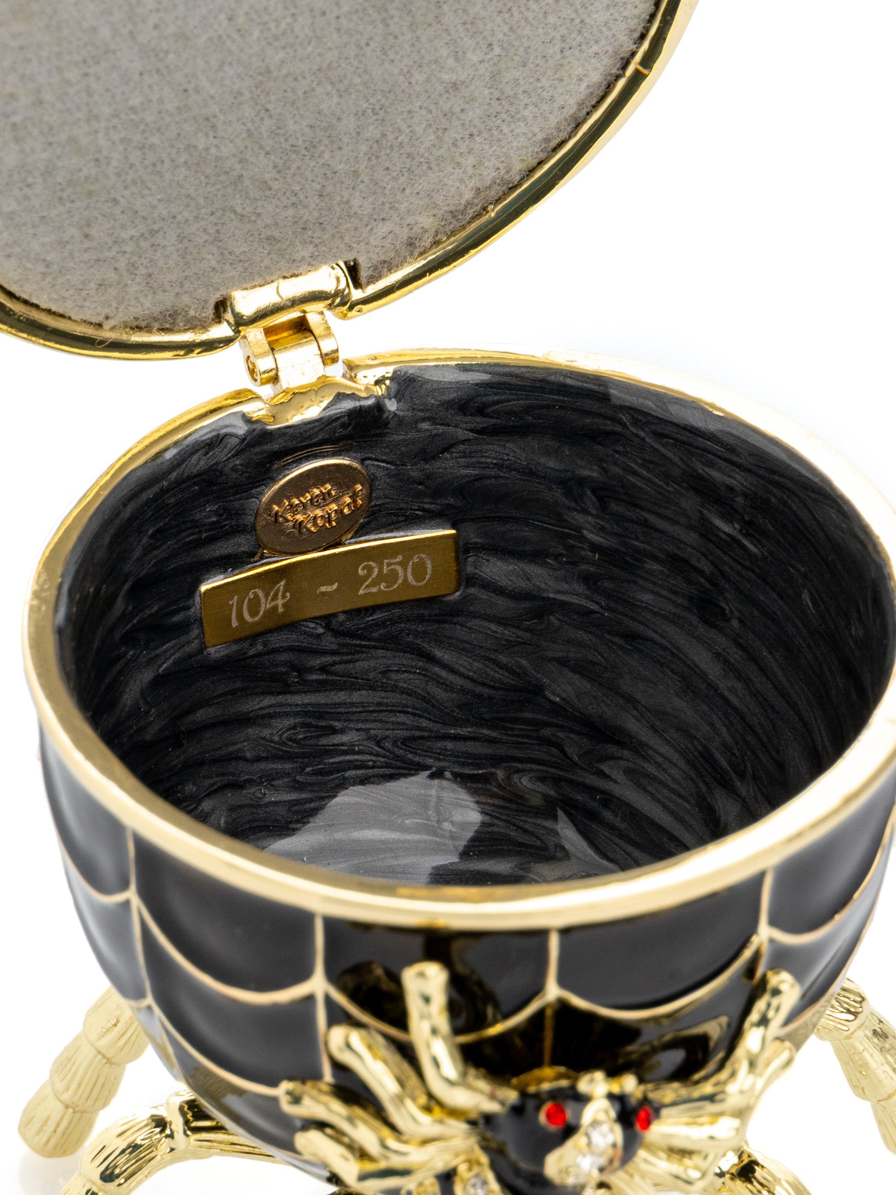 Keren Kopal Black Faberge Egg Spiderweb Decoration Music Playing Egg