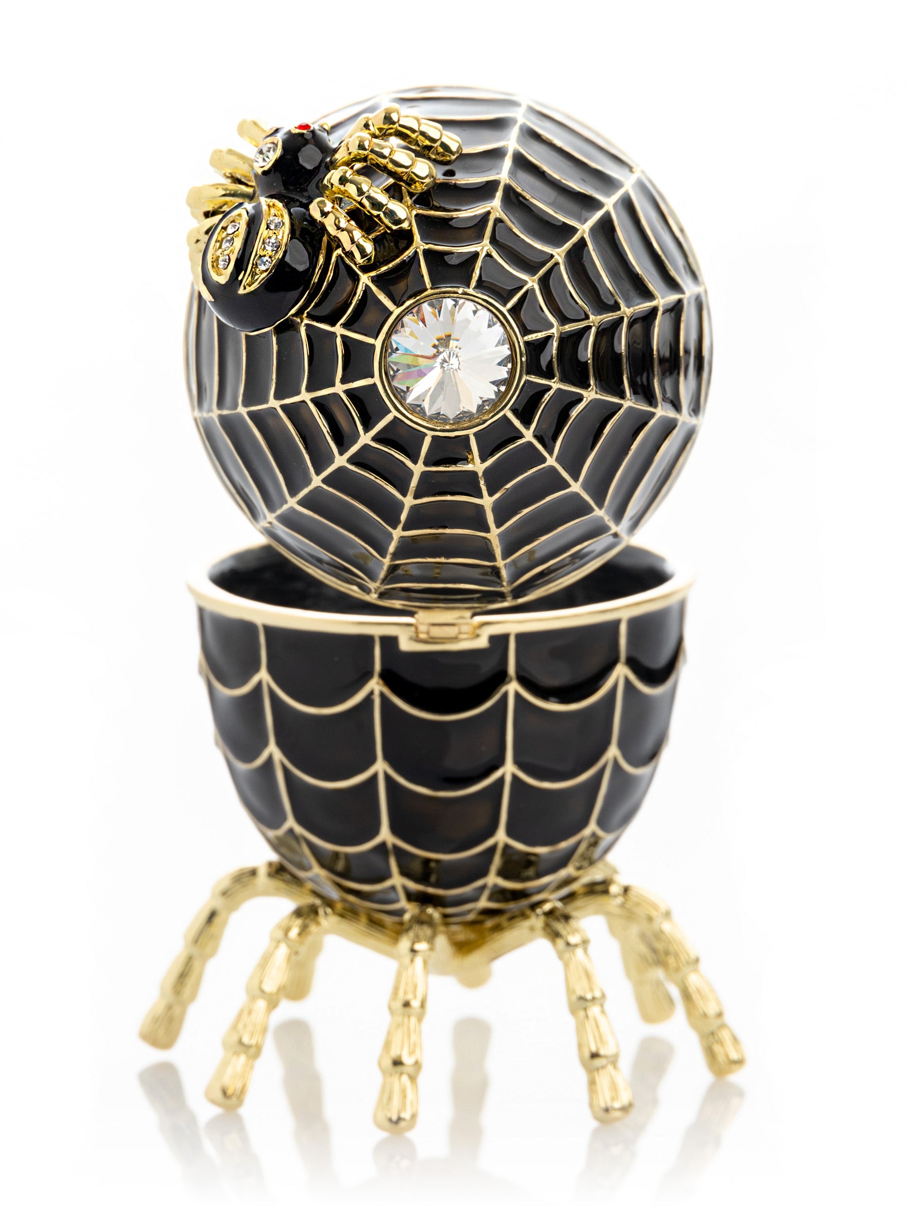 Keren Kopal Black Faberge Egg Spiderweb Decoration Music Playing Egg